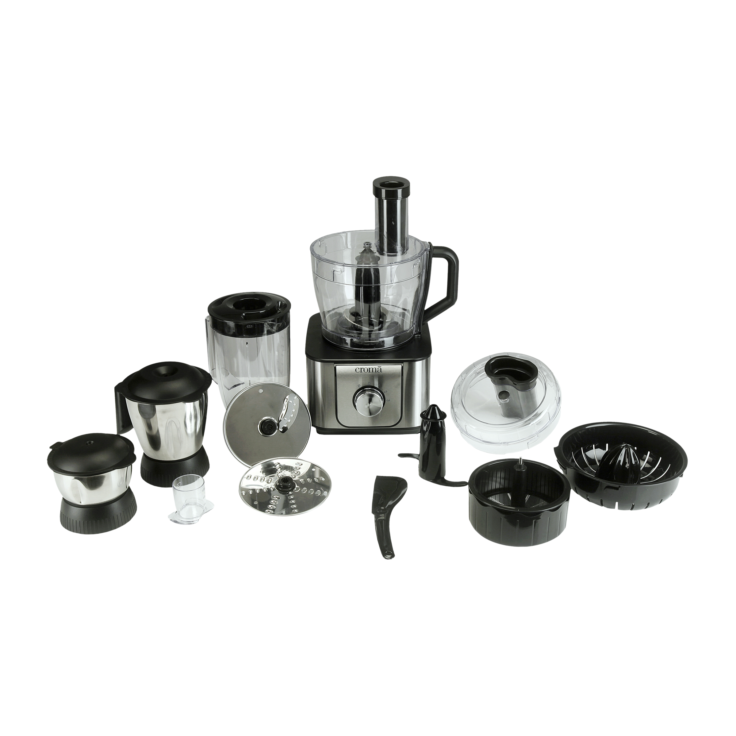 Croma 1000 Watt Food Processor with 2 Blades (Silver/Black)