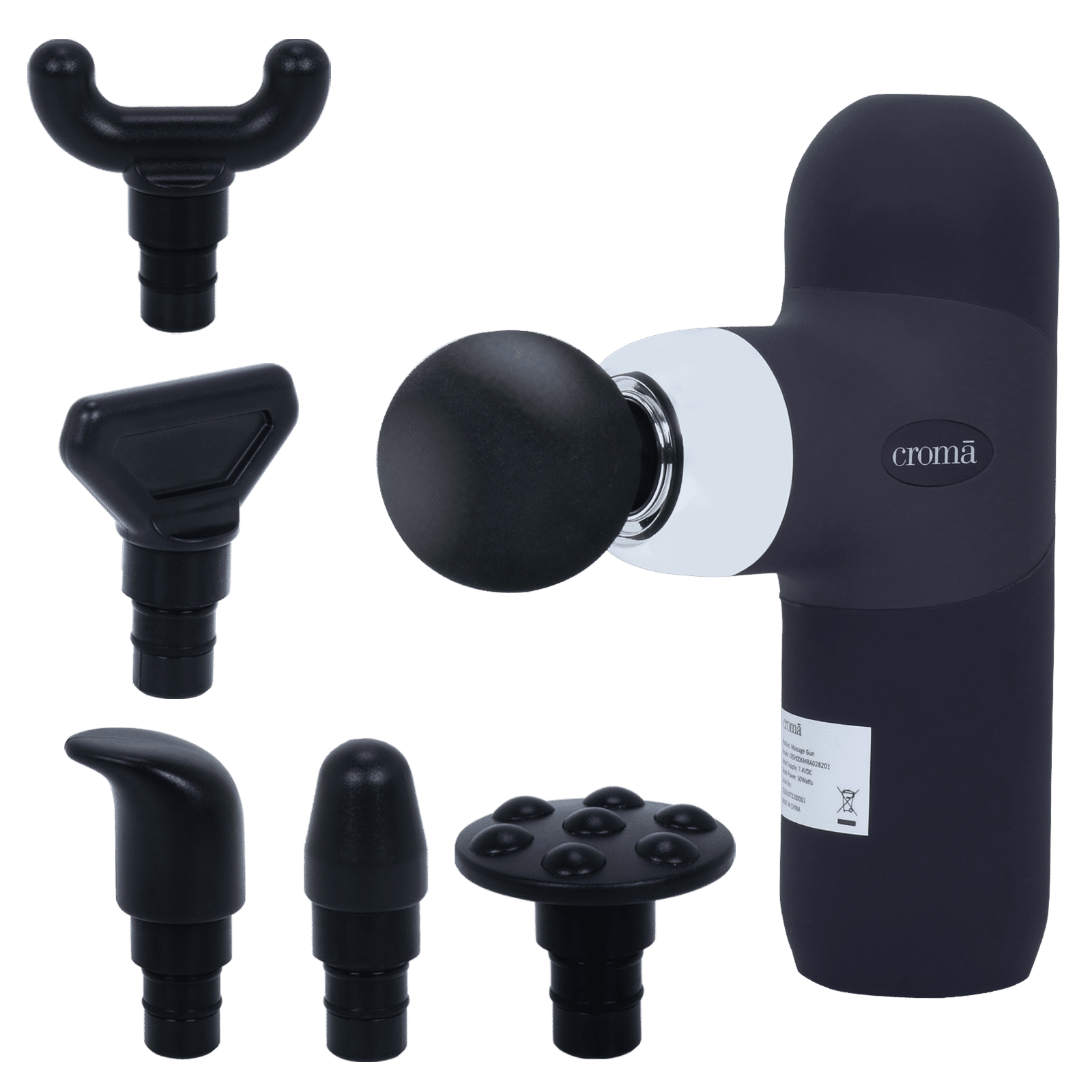 Croma Full Body Mini Massager Gun (4 Speed settings, Dark Blue)