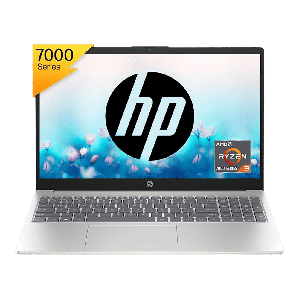 HP 15-fc0026AU AMD Ryen 3 Thin and Light Laptop (8GB, 512GB SSD, Windows 11 Home, 15.6 inch FHD Display, MS Office 2021, Natural Silver, 1.75 KG)