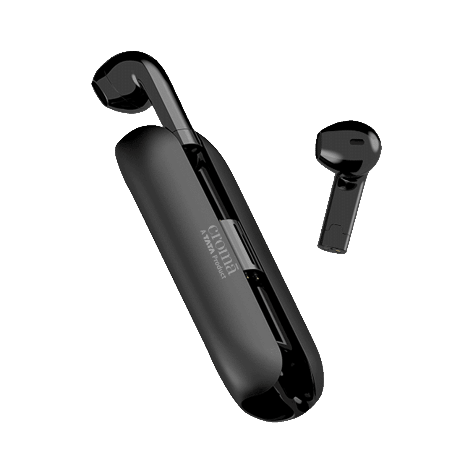 Croma Sliding TWS Earbuds with Passive Noise Cancellation (IPX4 Waterproof, 30 Hours Playback Time, Black)