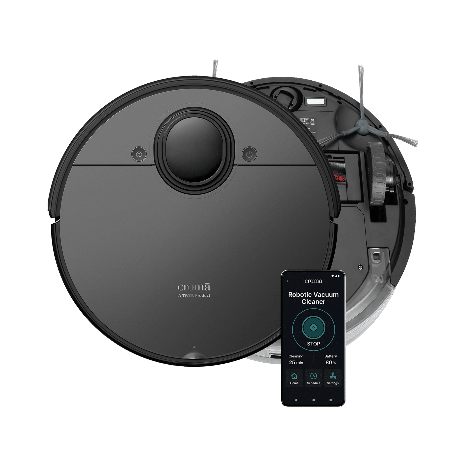 Croma AV5005 Robotic Vacuum Cleaner with 5th Gen LDS Technology (Automatic Self Charging, Black)