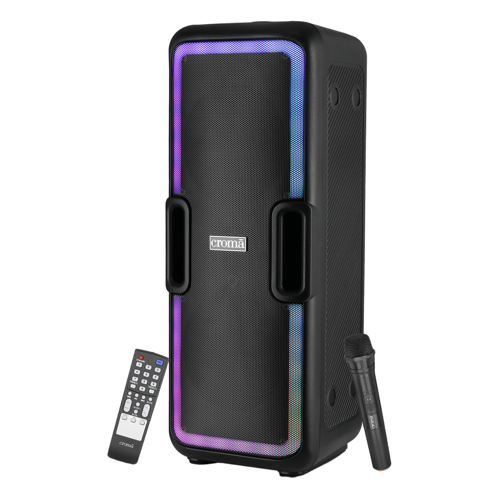 Croma 50W Bluetooth Party Speaker with Mic (Lightweight, Stereo Channel, Black)