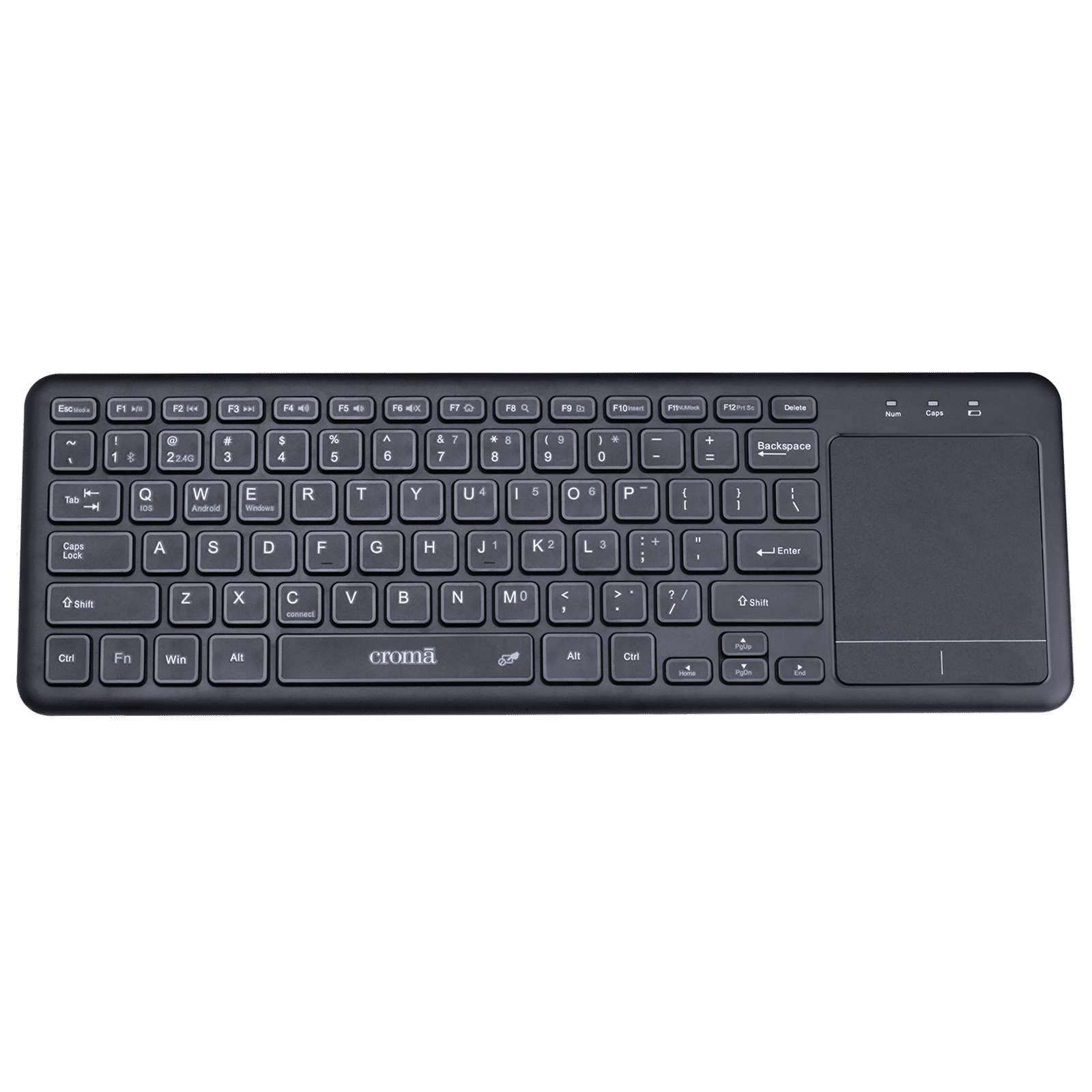 Croma 2.4 GHz Wireless Keyboard with Touchpad (Gesture Control Supported, Black)