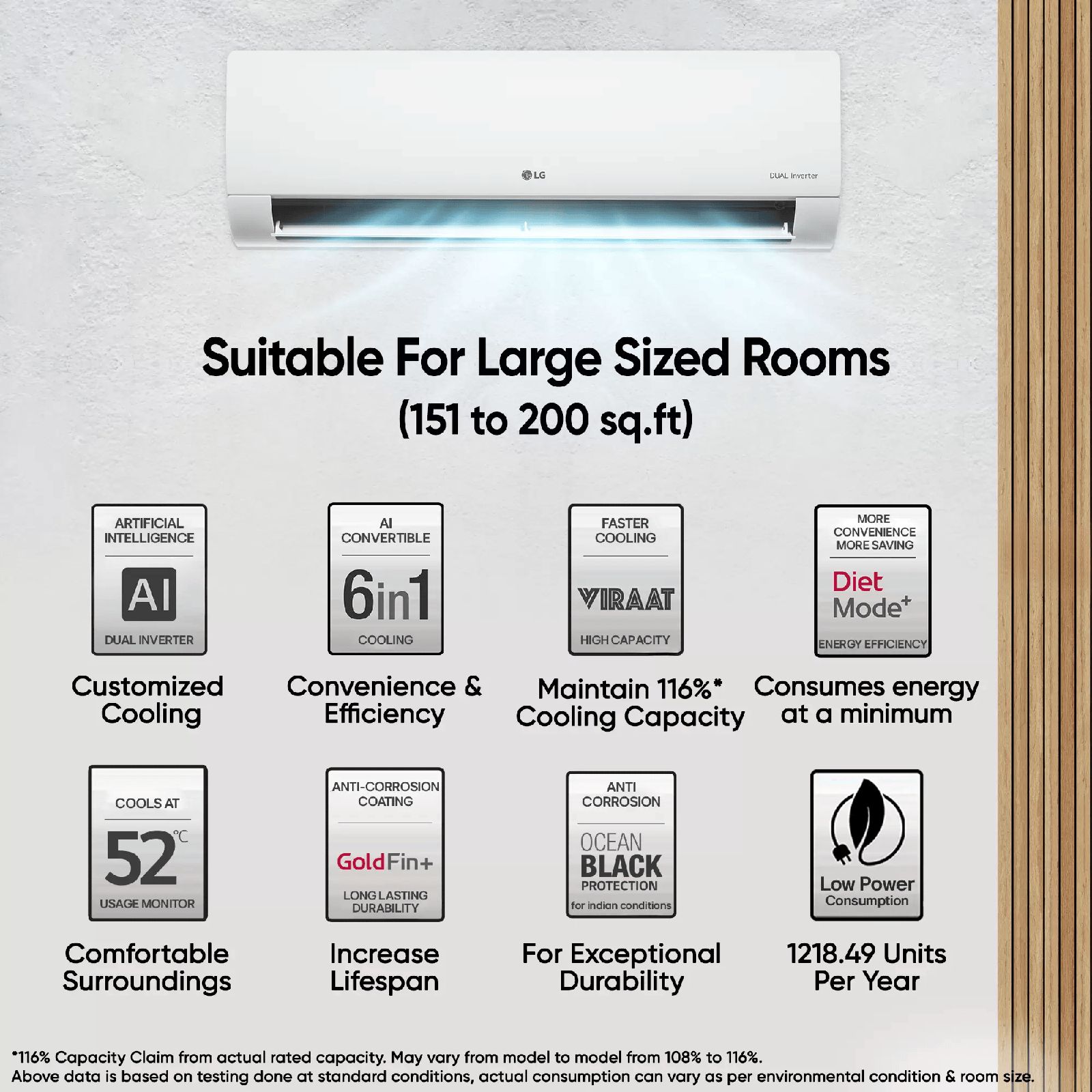 Buy LG 6 in 1 Convertible 2 Ton 3 Star Dual Inverter Split AC with