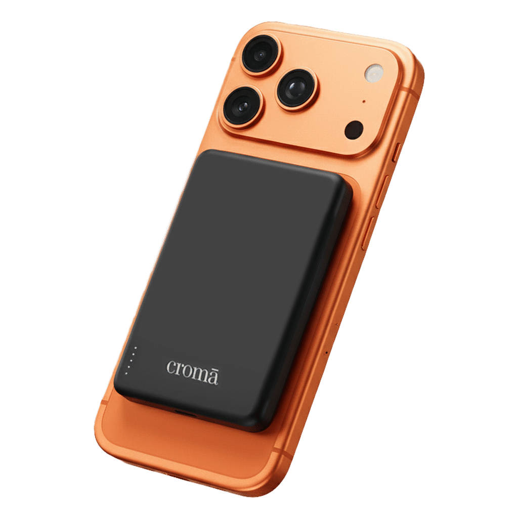 Croma 5000 mAh 20W Fast Charging Power Bank (1 Type C Port, Aluminium Casing, Short Circuit Protection, Black)