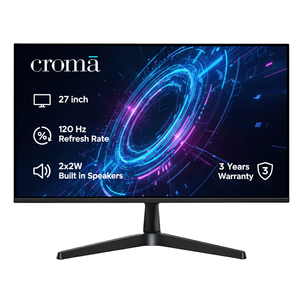 Croma F Series 68.58 cm (27 inch) Full HD IPS Panel Bezel-Less Monitor with 4W Built-in Speaker