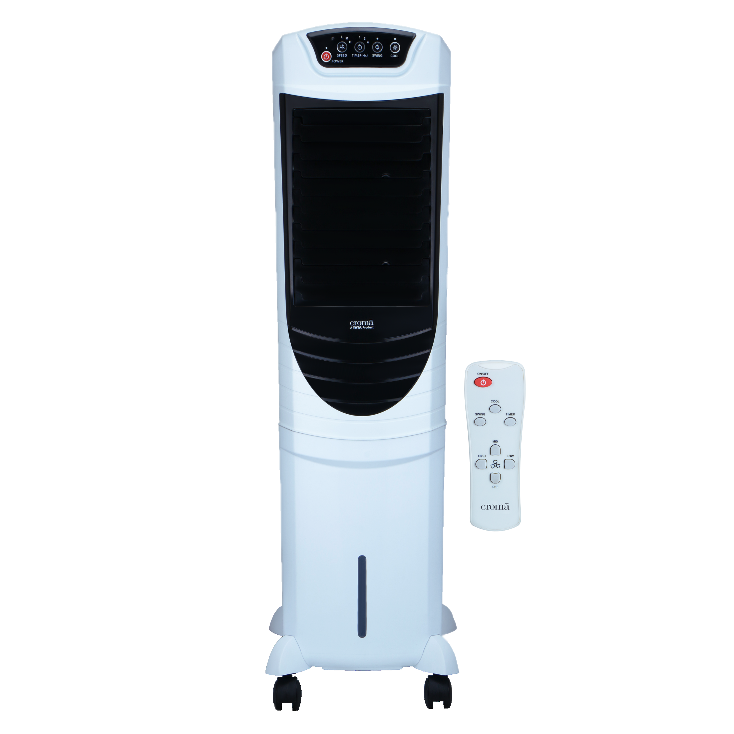 Croma 35 Litres Tower Air Cooler with Four-Way Air Deflection System (Powerful Airflow, White & Black)