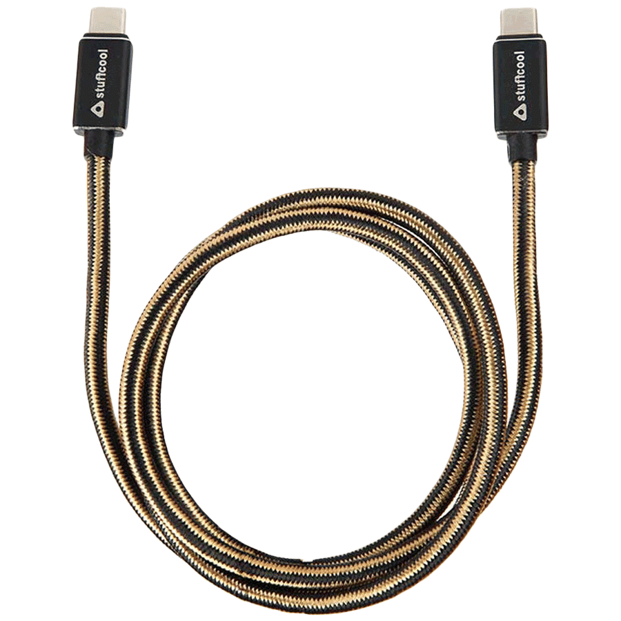 stuffcool KNIGHT-BLK Type C to Type C 3.2 Feet (1M) Cable (Colour Woven Cable, Black)