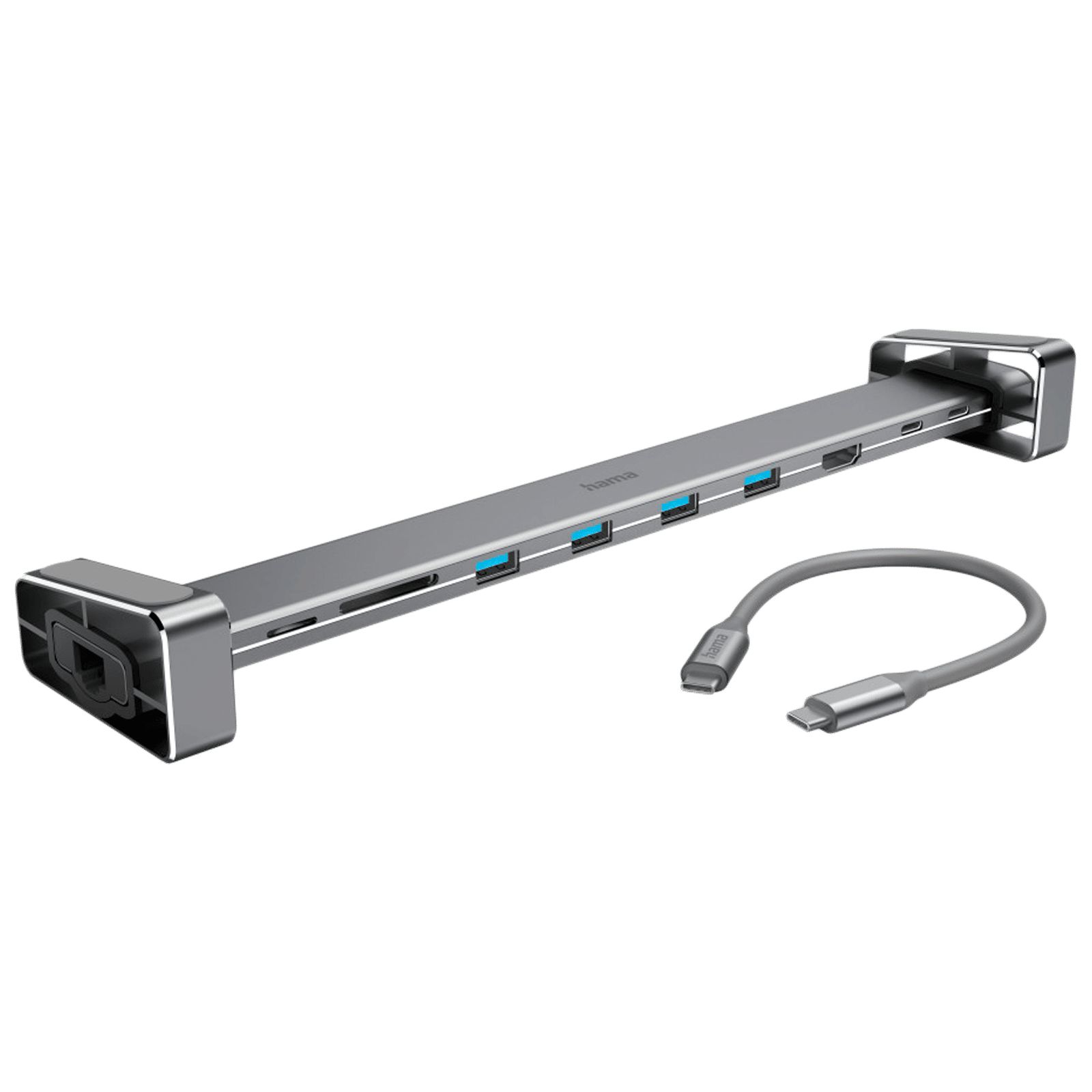 hama USB Type C to USB 2.0 Type A, USB Type C, HDMI, RJ45, Micro SD, SD Docking Station (1 Gbps Data Transfer Rate, Black)