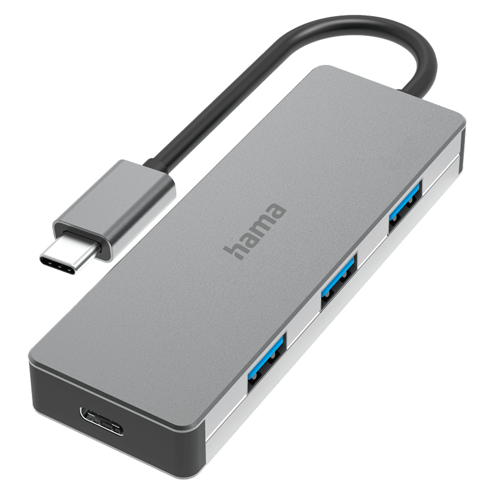 hama Hub for PC, Notebook, MacBook, Tablet (4 x USB 3.2 (Type-C) Ports, 200105, Black)