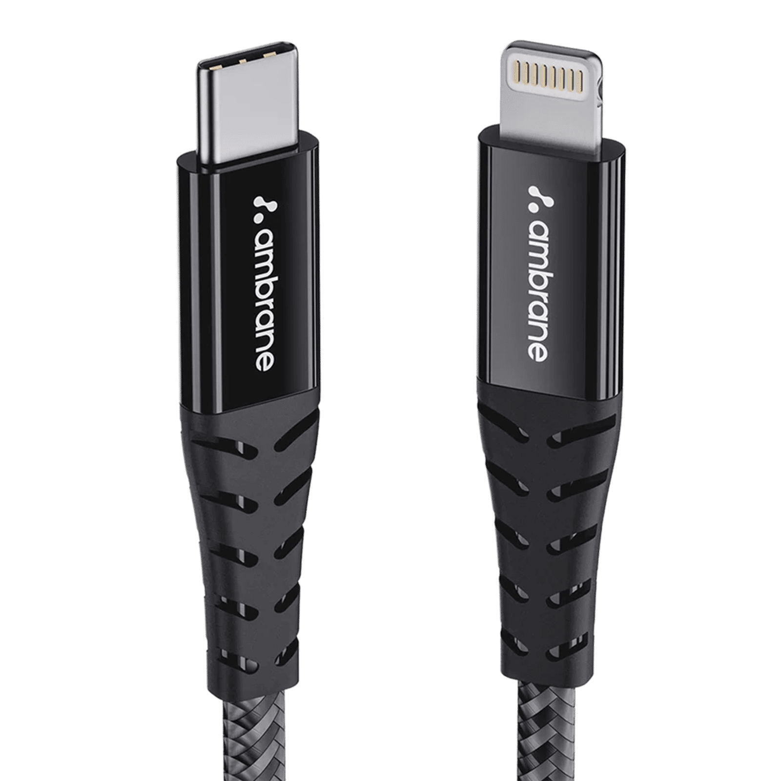 Ambrane ABTL-125 Type C to Lightning 4.1 Feet (1.25M) Cable (22.5W Fast Charging, Black)