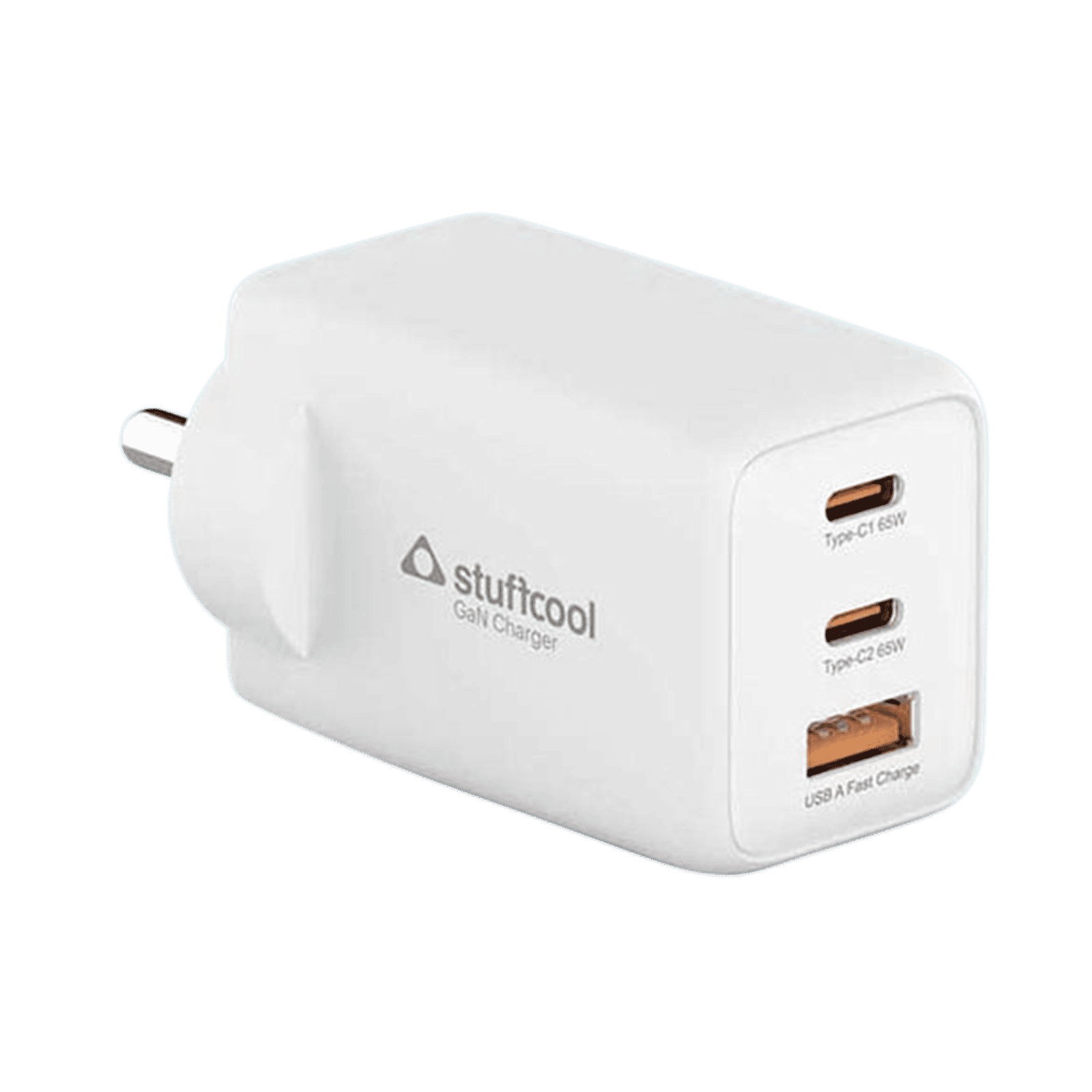 Stuffcool Numen 65W Type A & Type C 3-Port Fast Charger (Adapter Only, Short Circuit Protection, White)