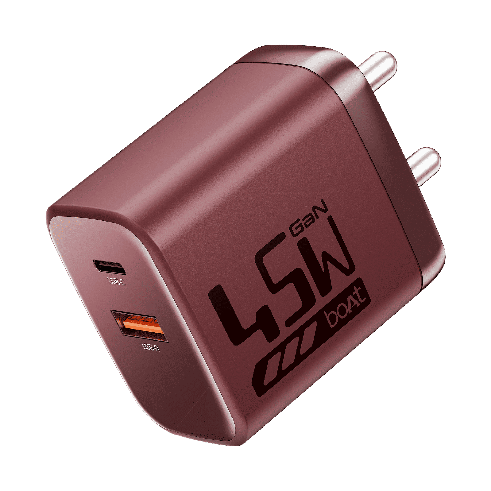 boAt 45W Type A & Type C 2-Port Fast Charger (Adapter Only, 12-Layer Smart IC Protection, Monarch Red)