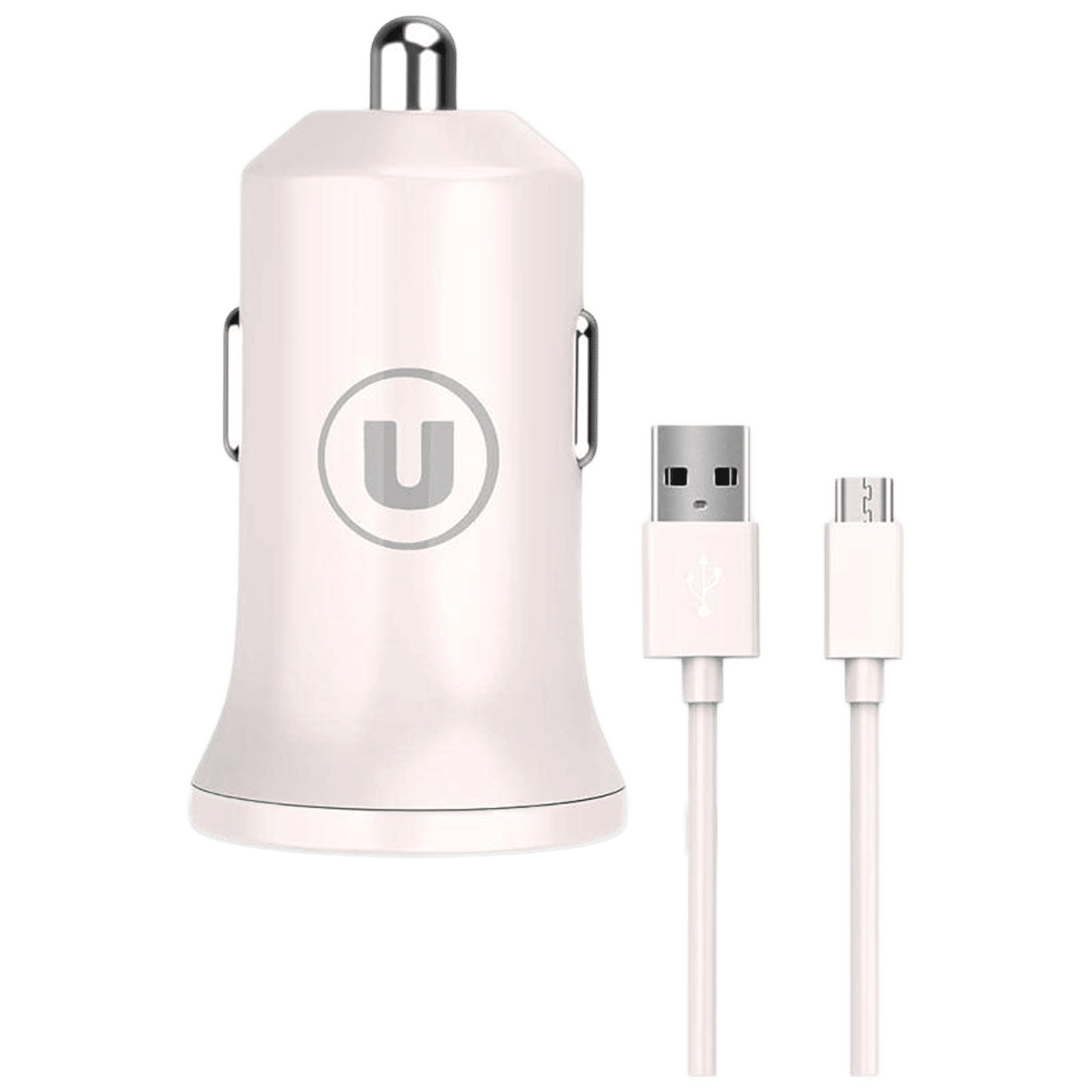 Bandridge 2.4 Amp 1 USB Port Car Charging Adapter with Micro USB Cable (Fast Charging Compatible, White)