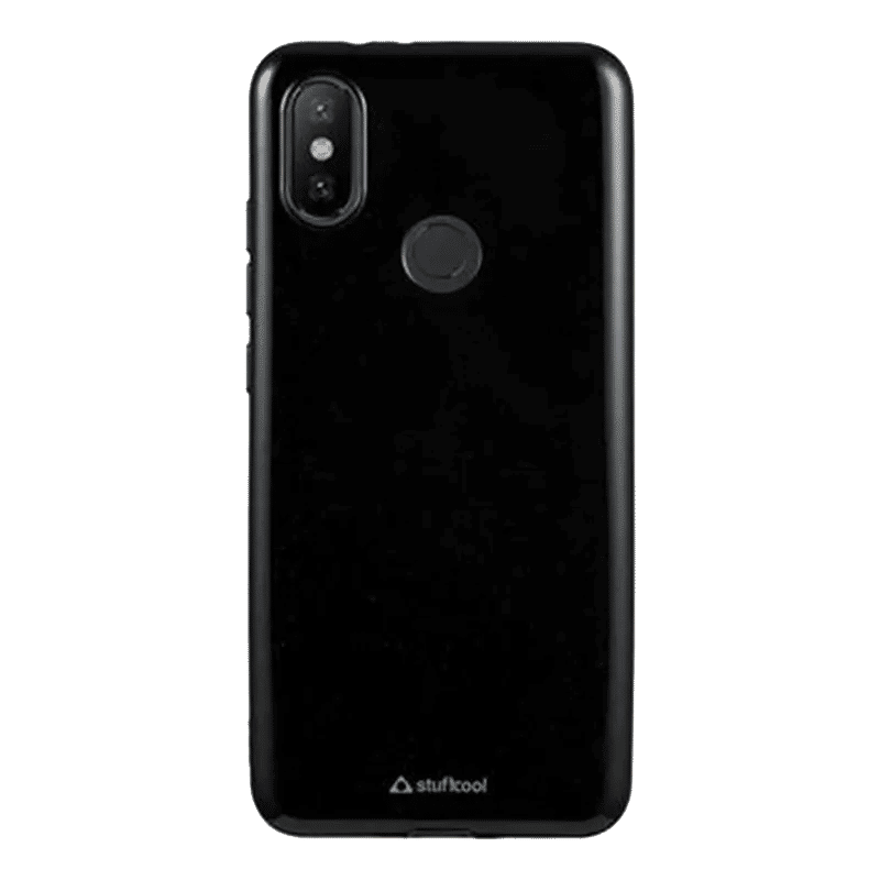 stuffcool Color Pop Soft Silicone Back Cover for Mi A2 (Camera Protection, Black)