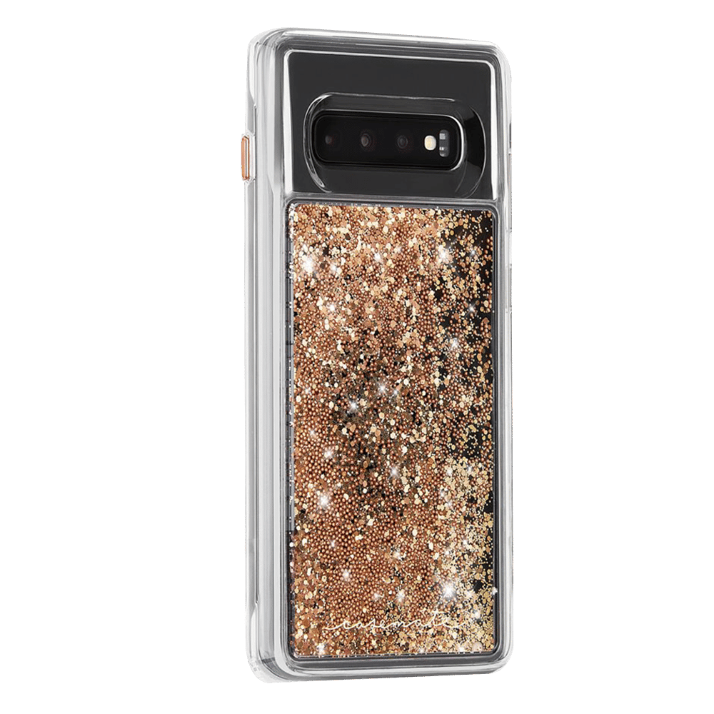 Case-Mate Waterfall Glitter Polycarbonate Back Cover for Samsung Galaxy S10  (Drop Protection, Gold)