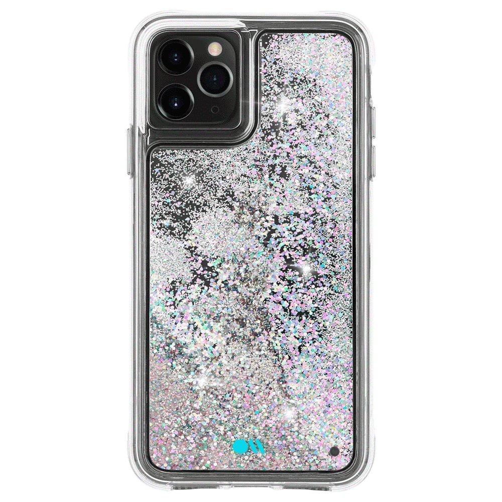 Case-Mate Waterfall Glitter Polycarbonate Back Cover for Apple iPhone 11 Pro (Wireless Charging Compatible, Iridescent Diamond)