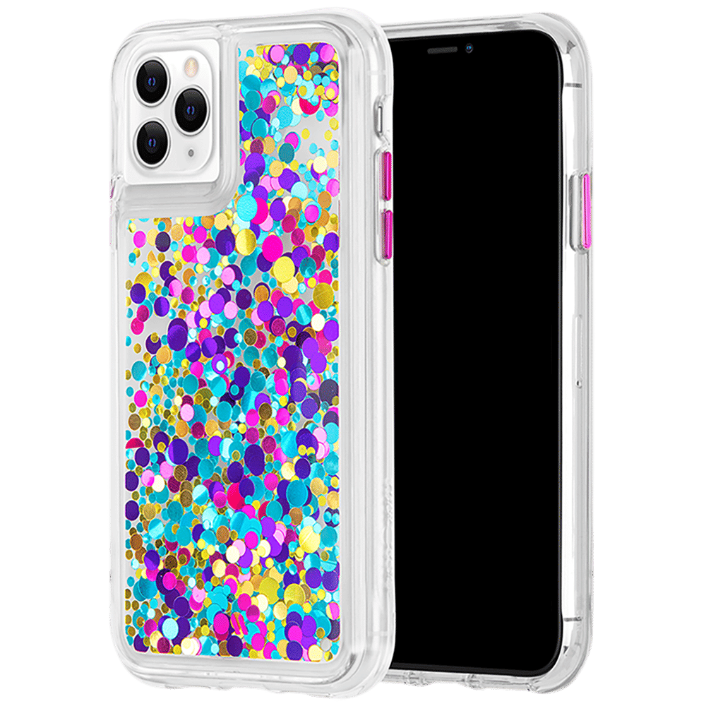 Case-Mate Waterfall Glitter Polycarbonate Back Cover for Apple iPhone 11 Pro Max (Wireless Charging Compatible, Confetti)