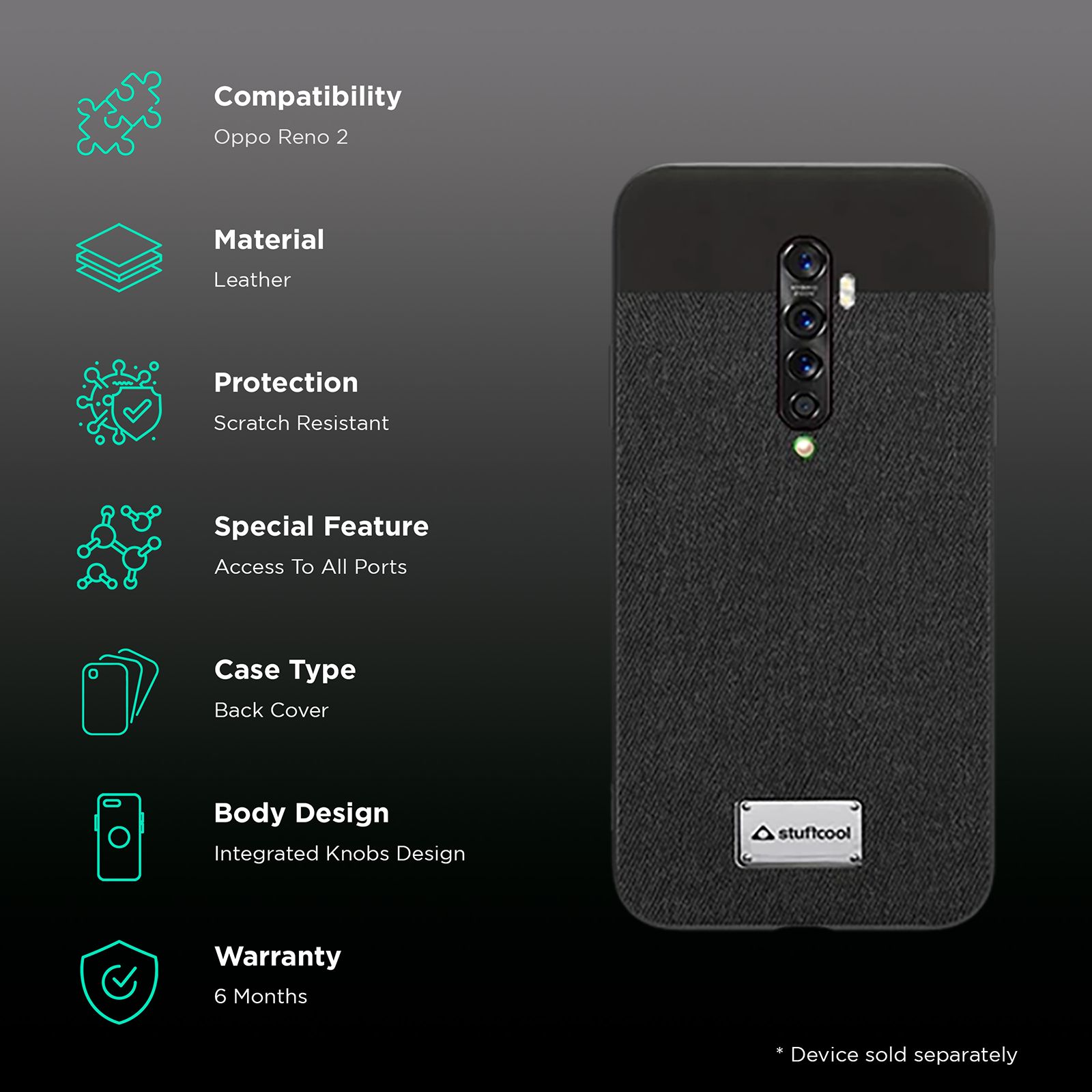 Buy stuffcool Bon Leather Back Cover for Oppo Reno (Camera