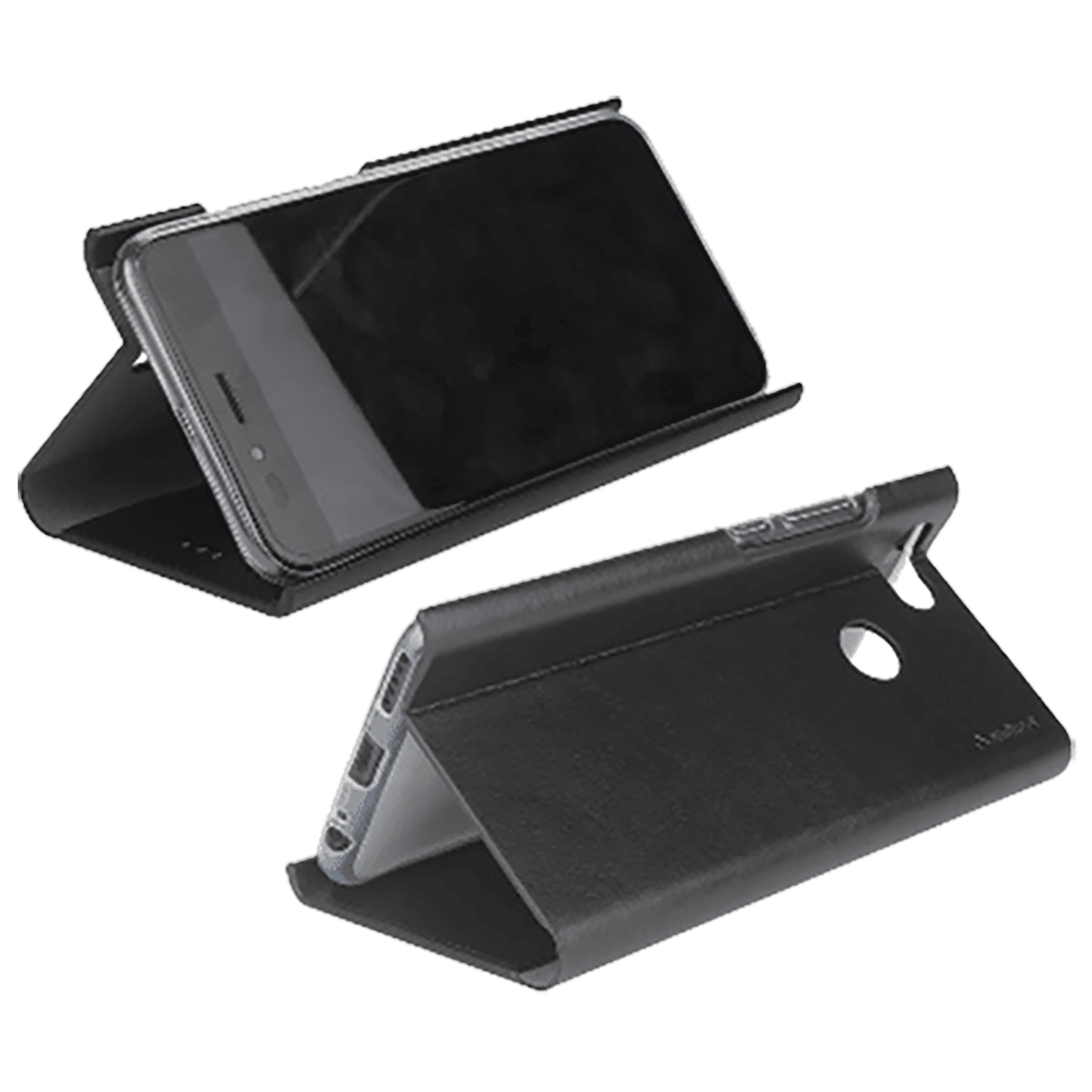 stuffcool Flipit Soft Leather Flip Cover for oppo A5s (Built-in Stand, Black)