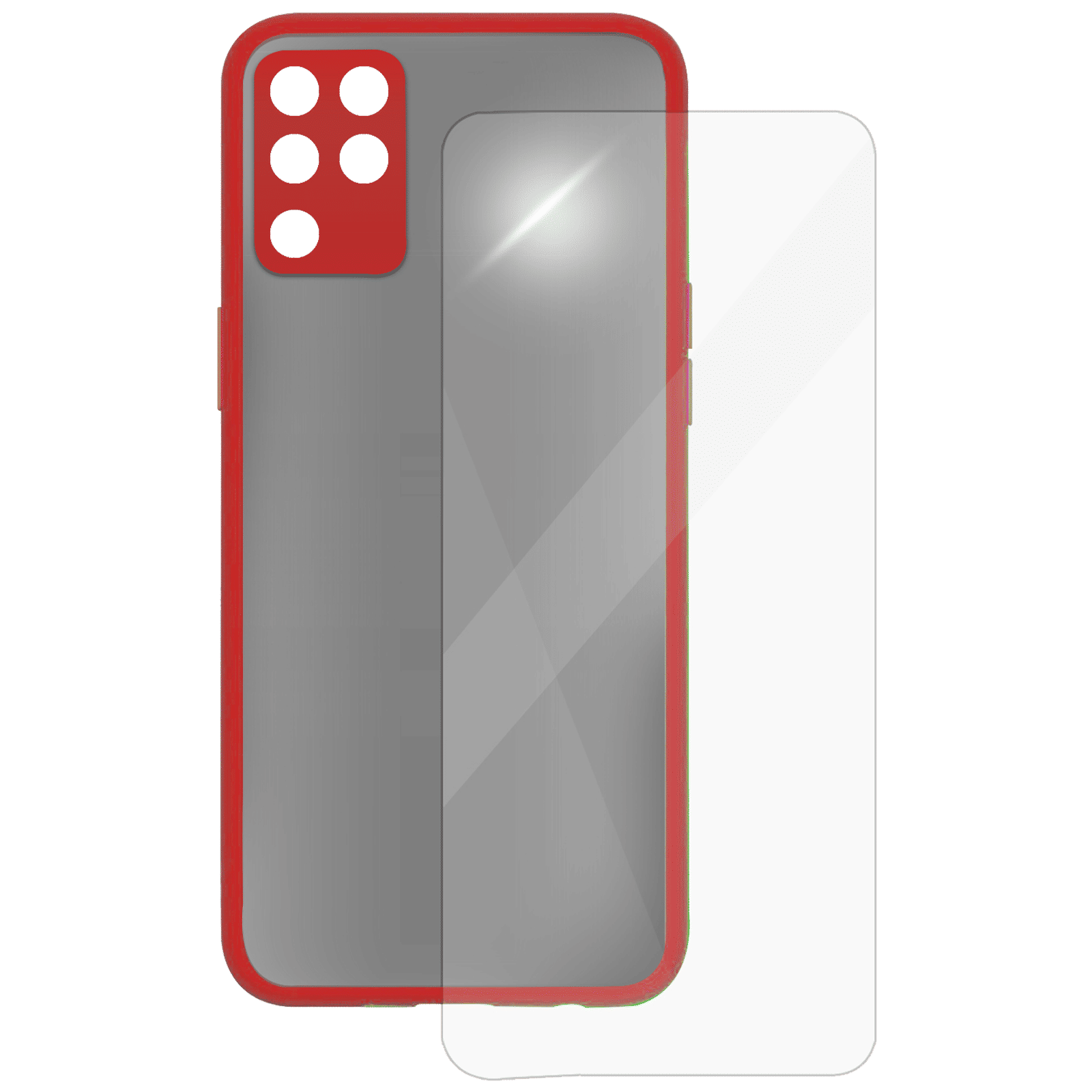 ARROW Camera Duplex Screen Protector & Polycarbonate Back Cover Combo for oppo F19 Pro (Scratch Protection, Red)