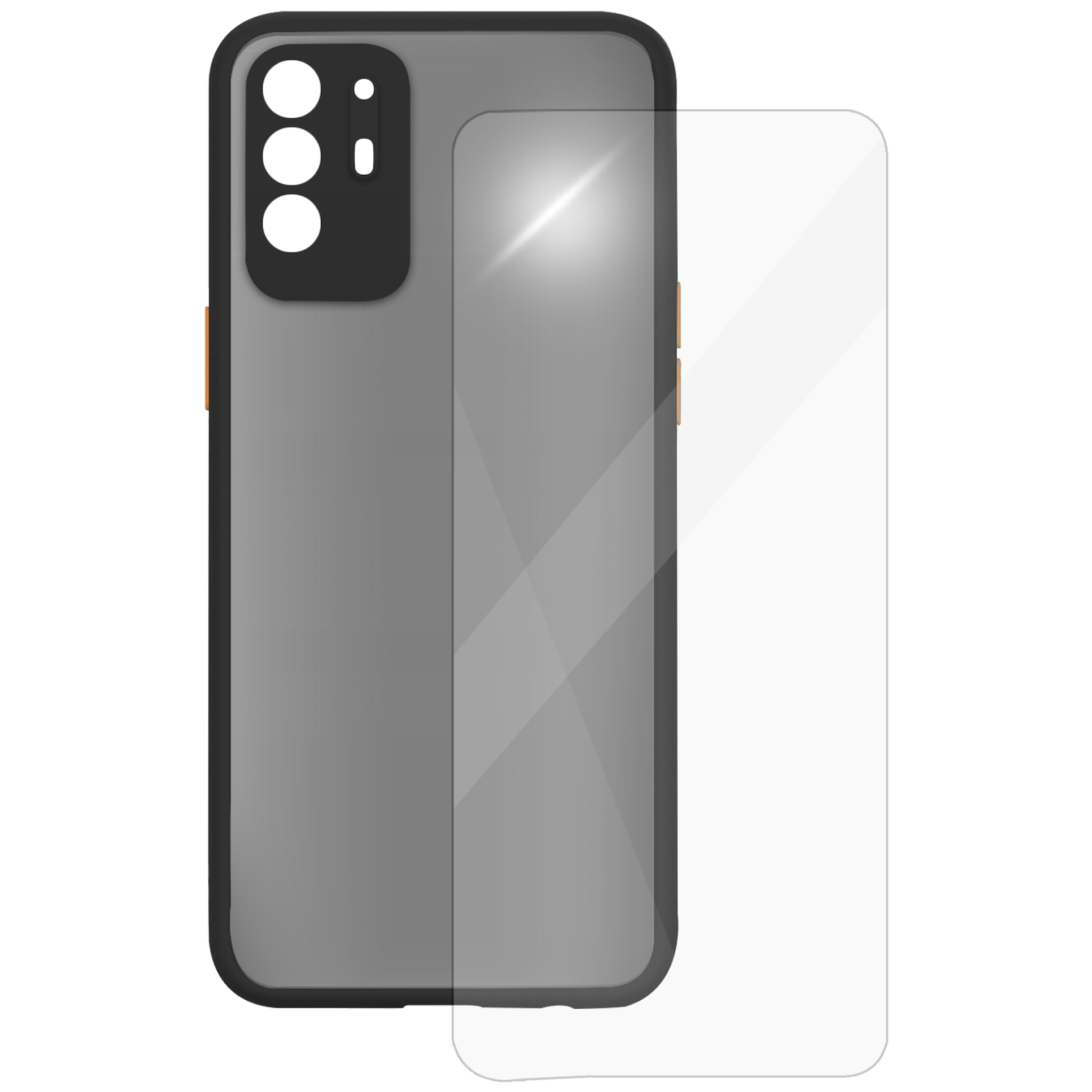 ARROW Camera Duplex Screen Protector & Polycarbonate Back Cover Combo for oppo F19 Pro Plus (Scratch Protection, Black)