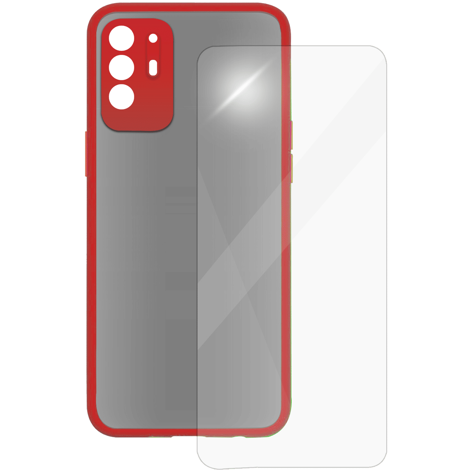ARROW Camera Duplex Screen Protector & Polycarbonate Back Cover Combo for oppo F19 Pro Plus (Anti Scratch Design, Red)