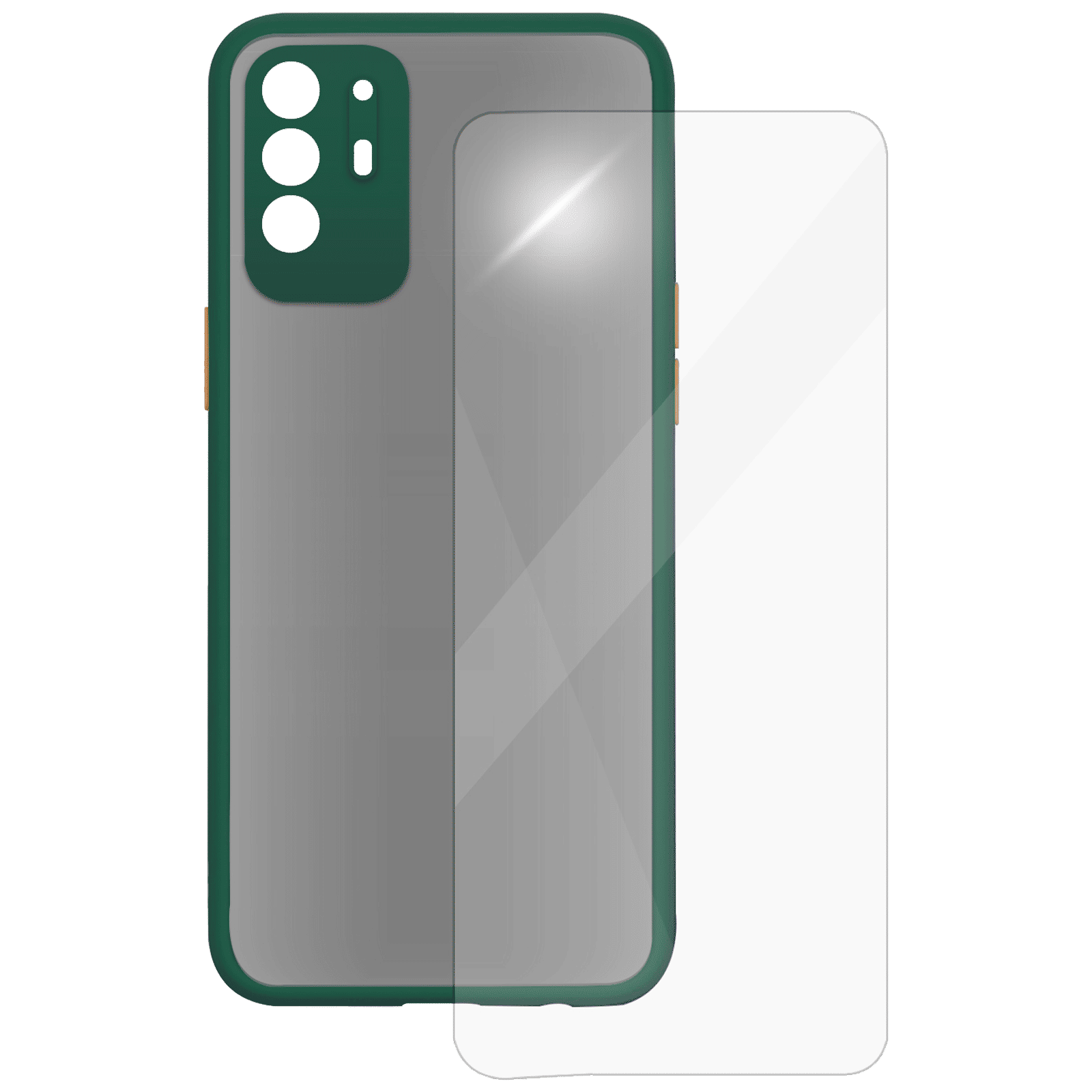 ARROW Camera Duplex Screen Protector & Polycarbonate Back Cover Combo for oppo F19 Pro Plus (Scratch Protection, Dark Green)