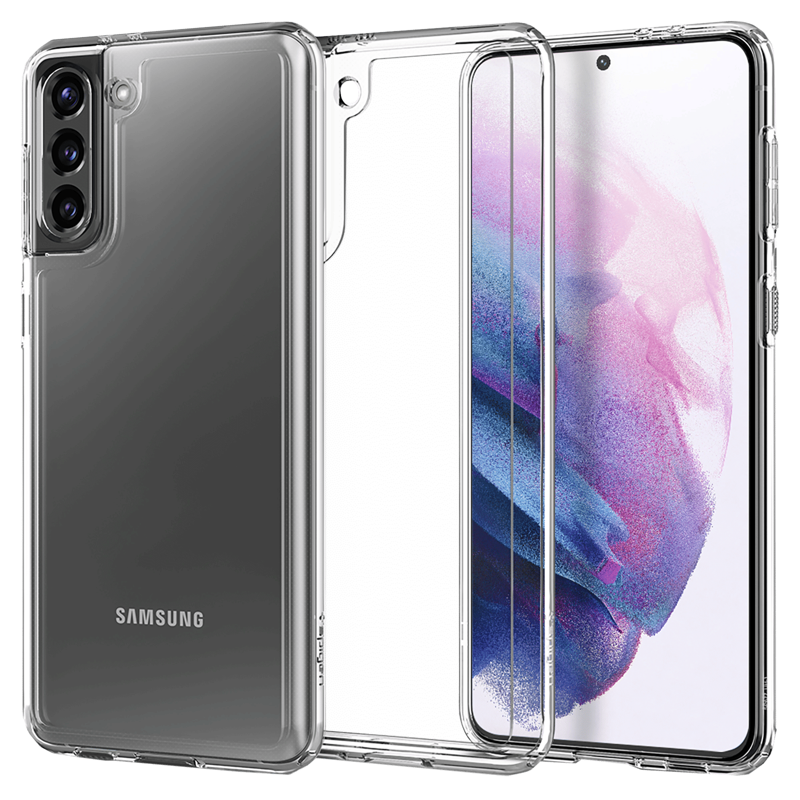 spigen Crystal Hybrid Polycarbonate and TPU Back Cover for Samsung Galaxy S21 and S21 5G (Air Cushion Technology, Clear)