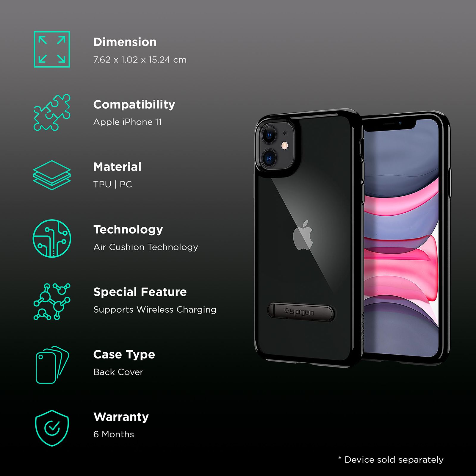Spigen Ultra Hybrid Iphone 11 Back Cover Spigen Matte Black Iphone