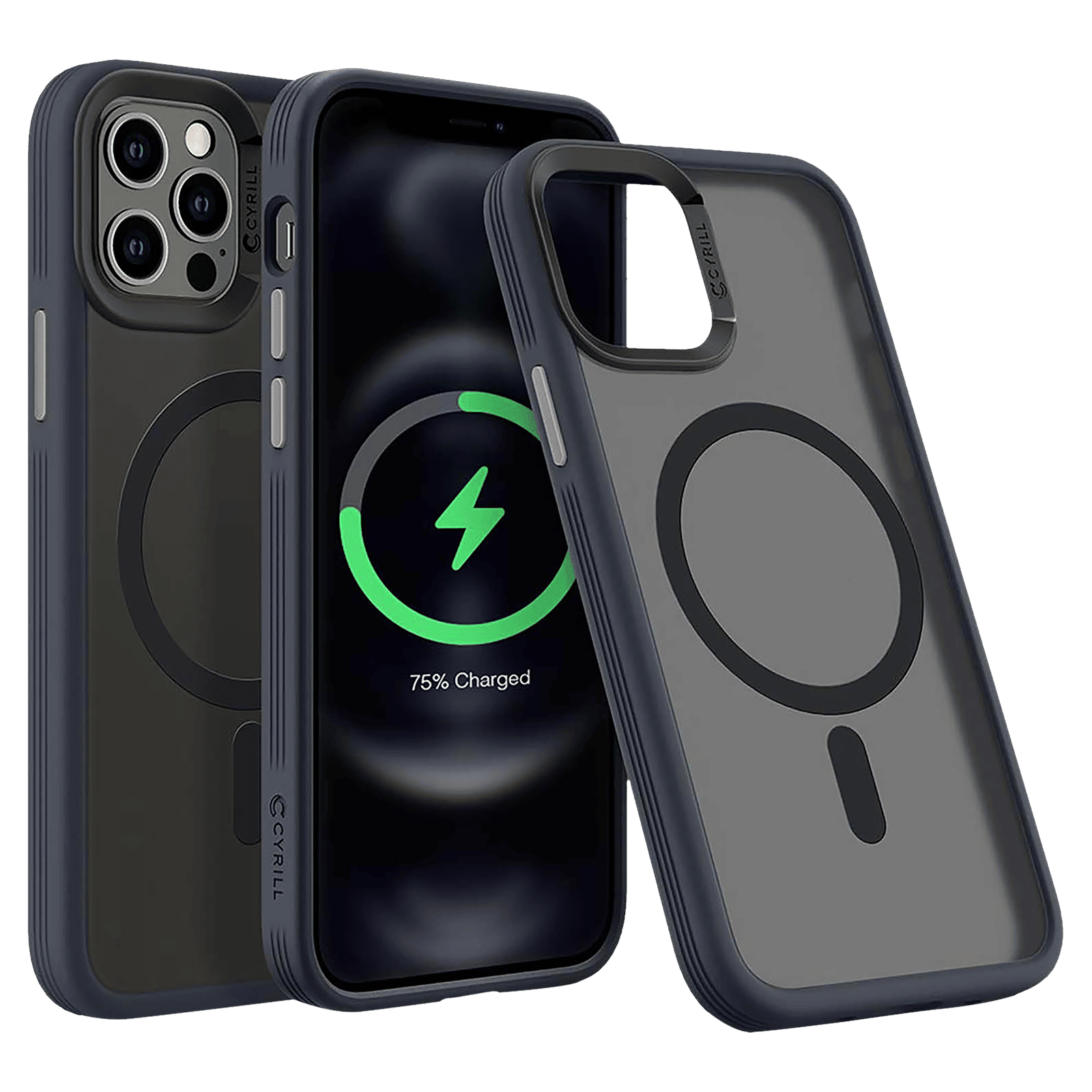 spigen TPU and Polycarbonate Back Cover for Apple iPhone 12 and iPhone 12 Pro (Wireless Charging Support,, Graphite)