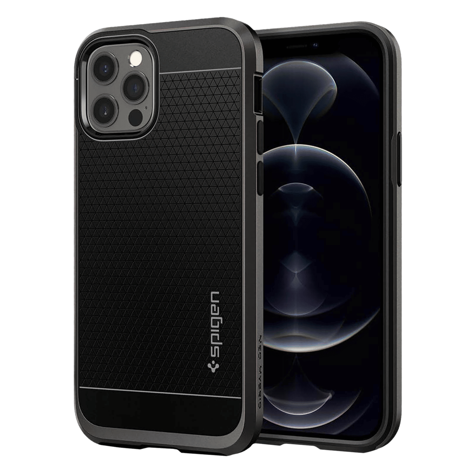 spigen Neo Hybrid Polycarbonate & TPU Back Cover for Apple iPhone 12, 12 Pro (Raised Edges, Gunmetal)