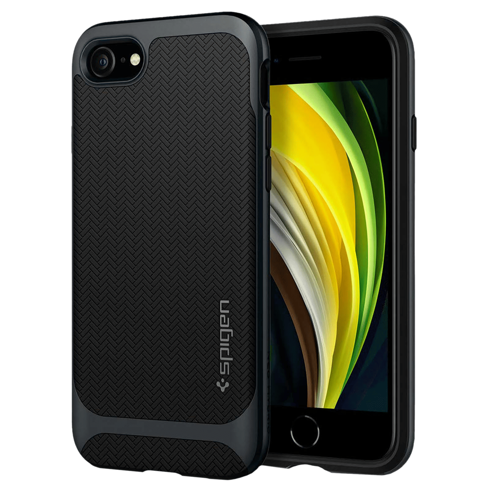 spigen Neo Hybrid TPU PC Back Case For iPhone SE 2020/iPhone 7/iPhone  (East To Carry, ACS00952, Metal Slate)
