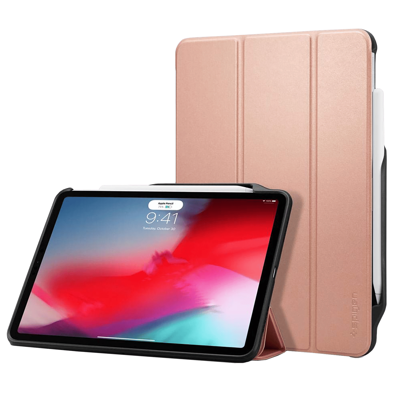spigen Smart Fold 2 Polycarbonate TPU Flip Cover for Apple iPad Pro (Built-in Pen Slot, Rose Gold)