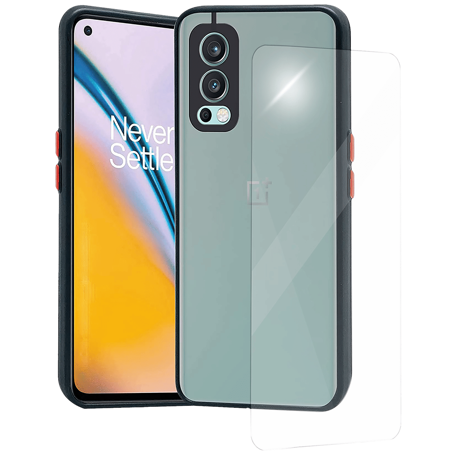 Arrow Duplex Screen Protector & Polycarbonate Back Cover Combo for OnePlus Nord 2 5G (Anti Scratch Design, Black)-image-35