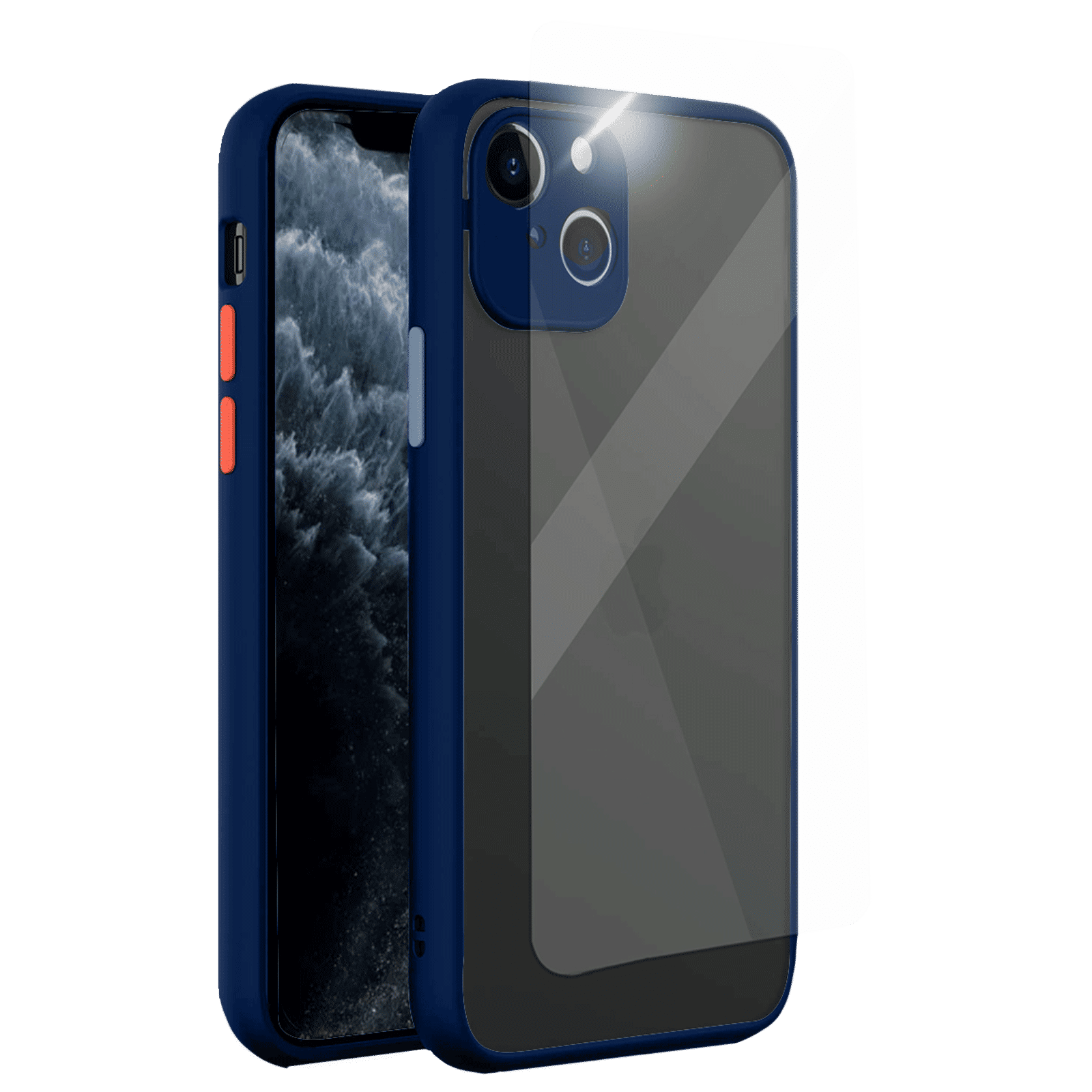 Arrow Duplex Screen Protector & Polycarbonate Back Cover Combo for Apple iPhone 13 (Anti Scratch Design, Blue)