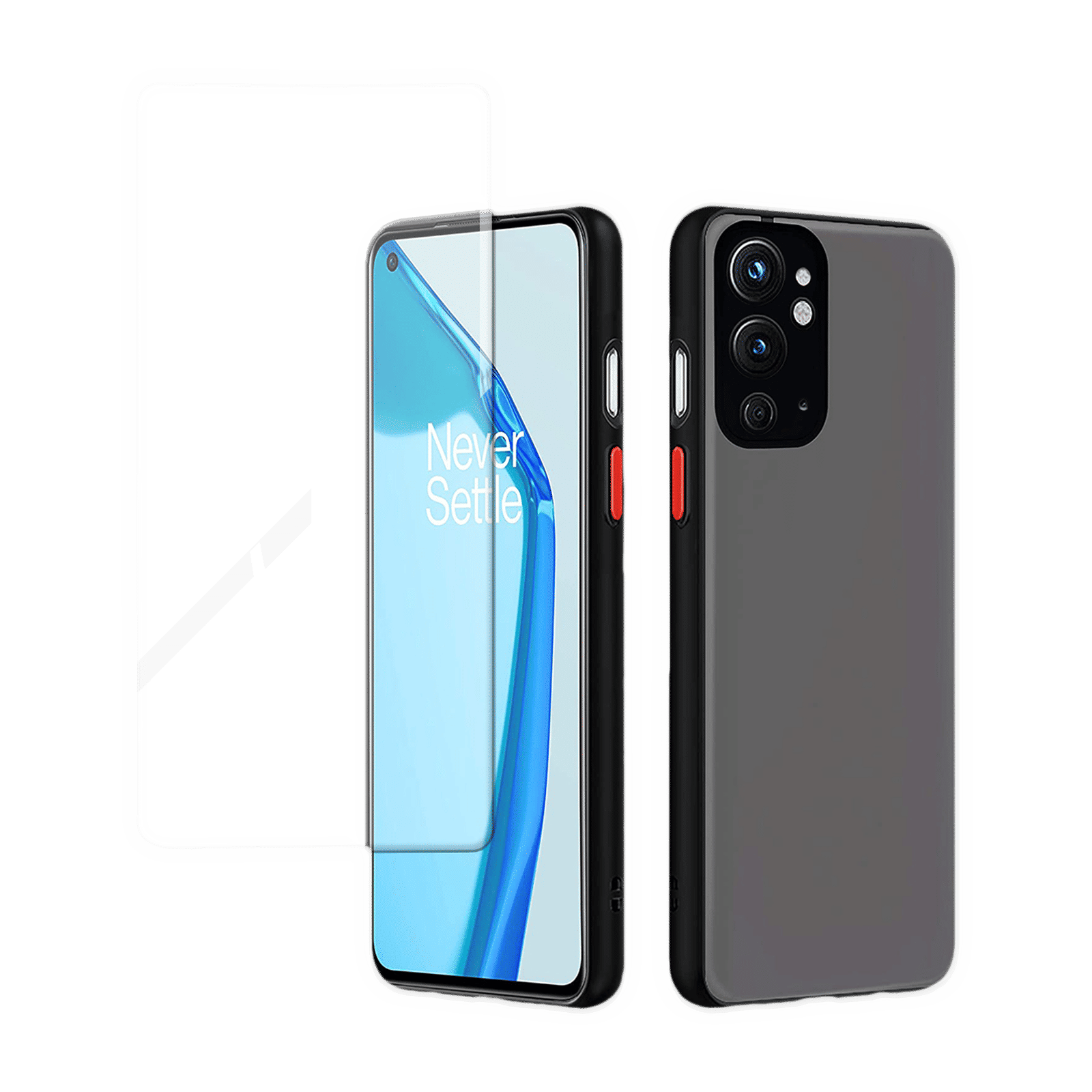 Arrow Duplex Tempered Glass & Polycarbonate Back Cover Combo for OnePlus 9RT (Anti Scratch Design, Black)