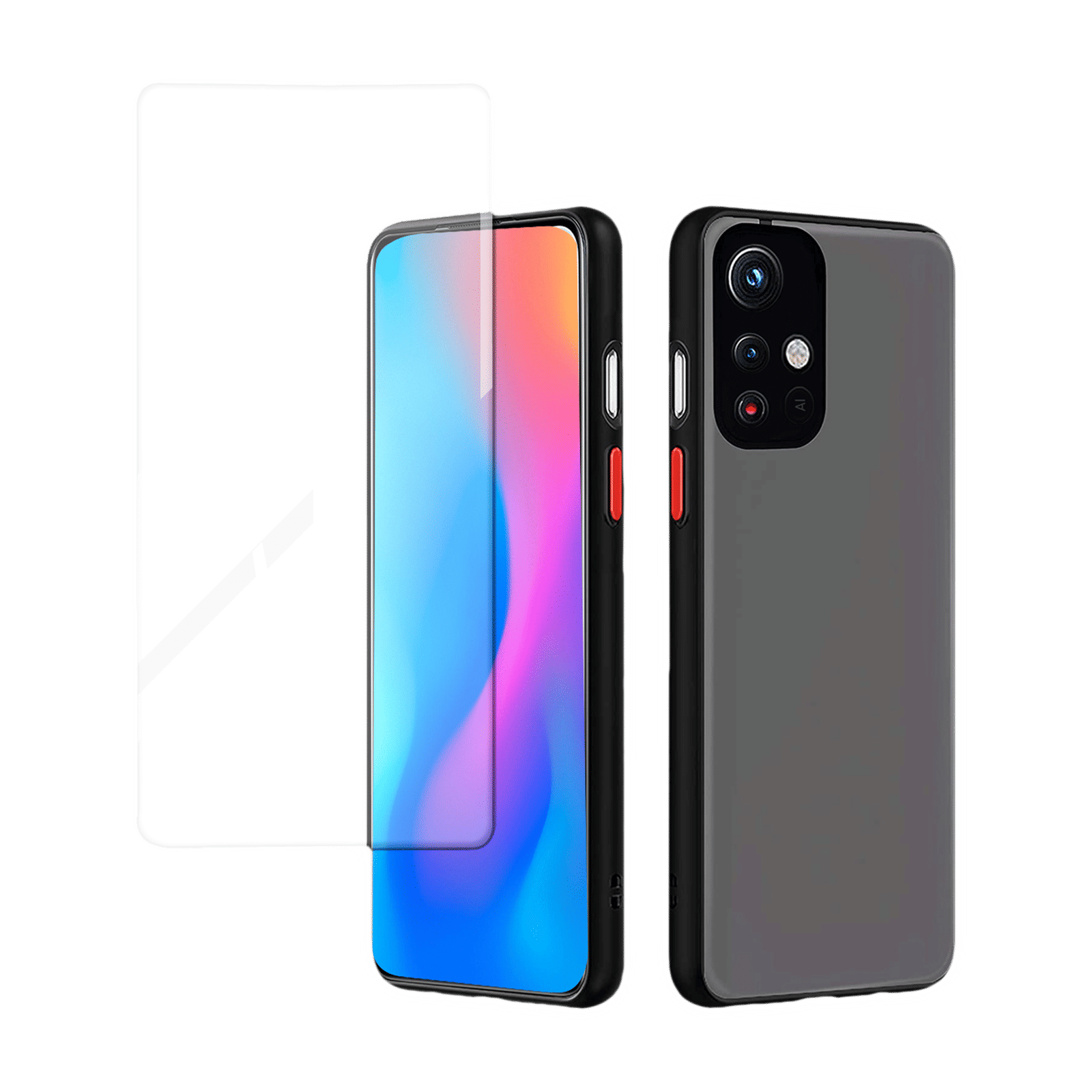 Arrow Duplex Tempered Glass & Polycarbonate Back Cover Combo for Redmi Note 11T 5G (Anti Scratch Design, Black)