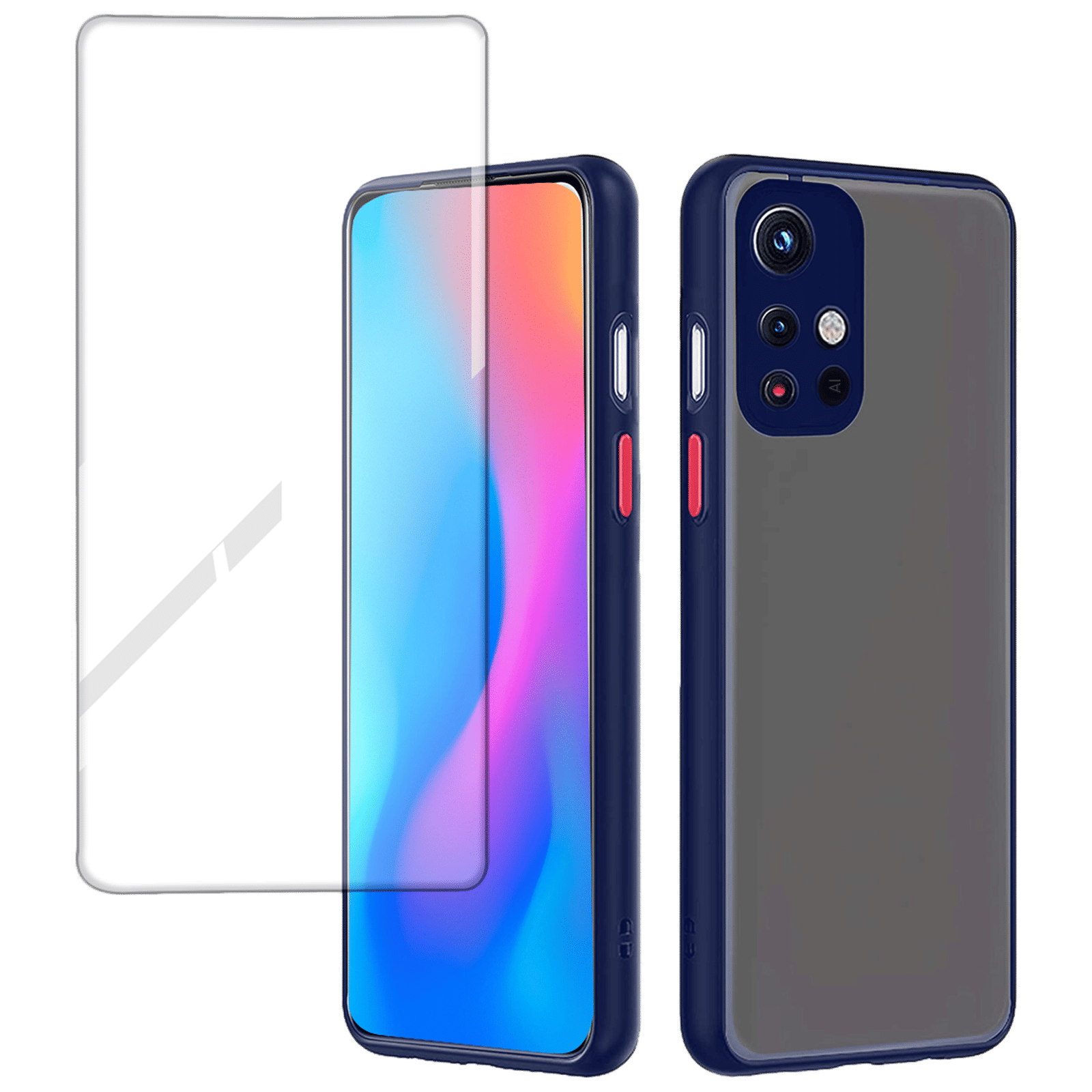 ARROW Duplex Series Tempered Glass & Polycarbonate Back Cover Combo for Xiaomi Mi 11T (Anti Scratch Design, Blue)-picture-13