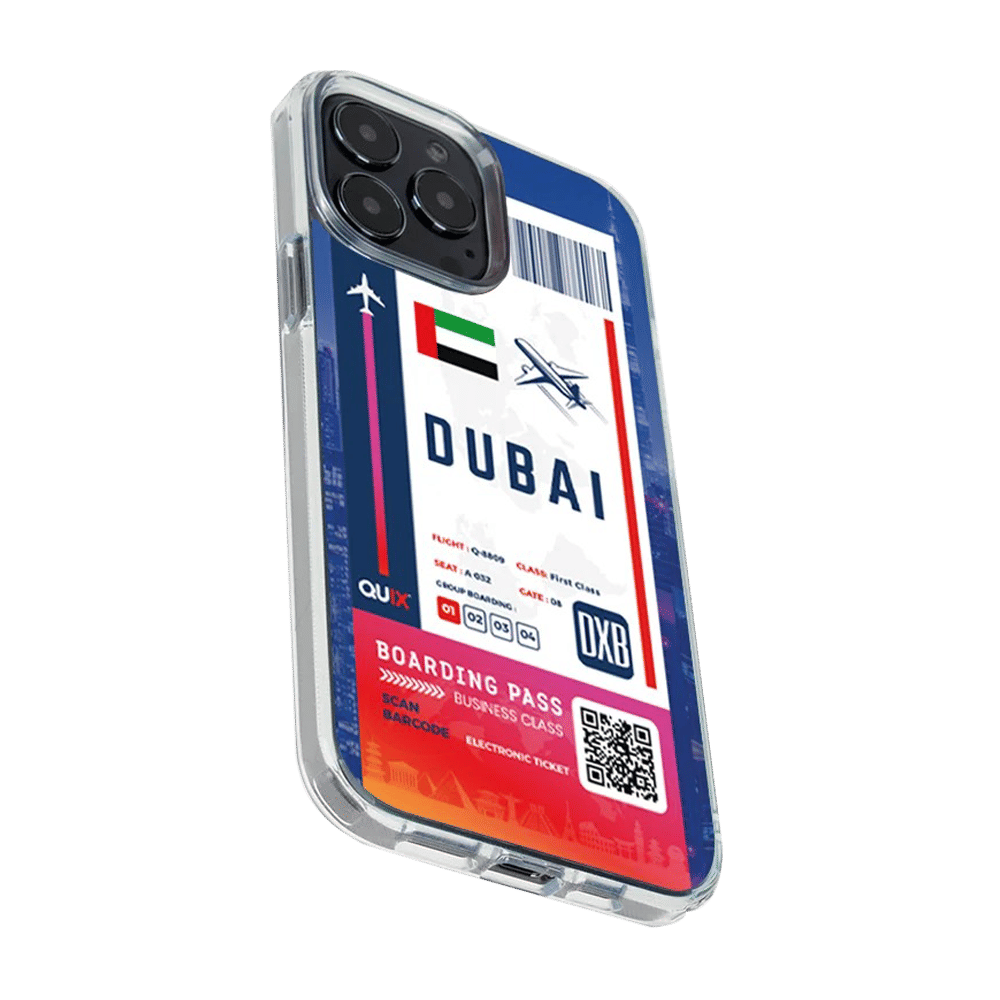 QUIX Dubai Boarding Pass TPU Back Cover for Apple iPhone 14 Plus (Supports  Wireless Charging, Multi Color)