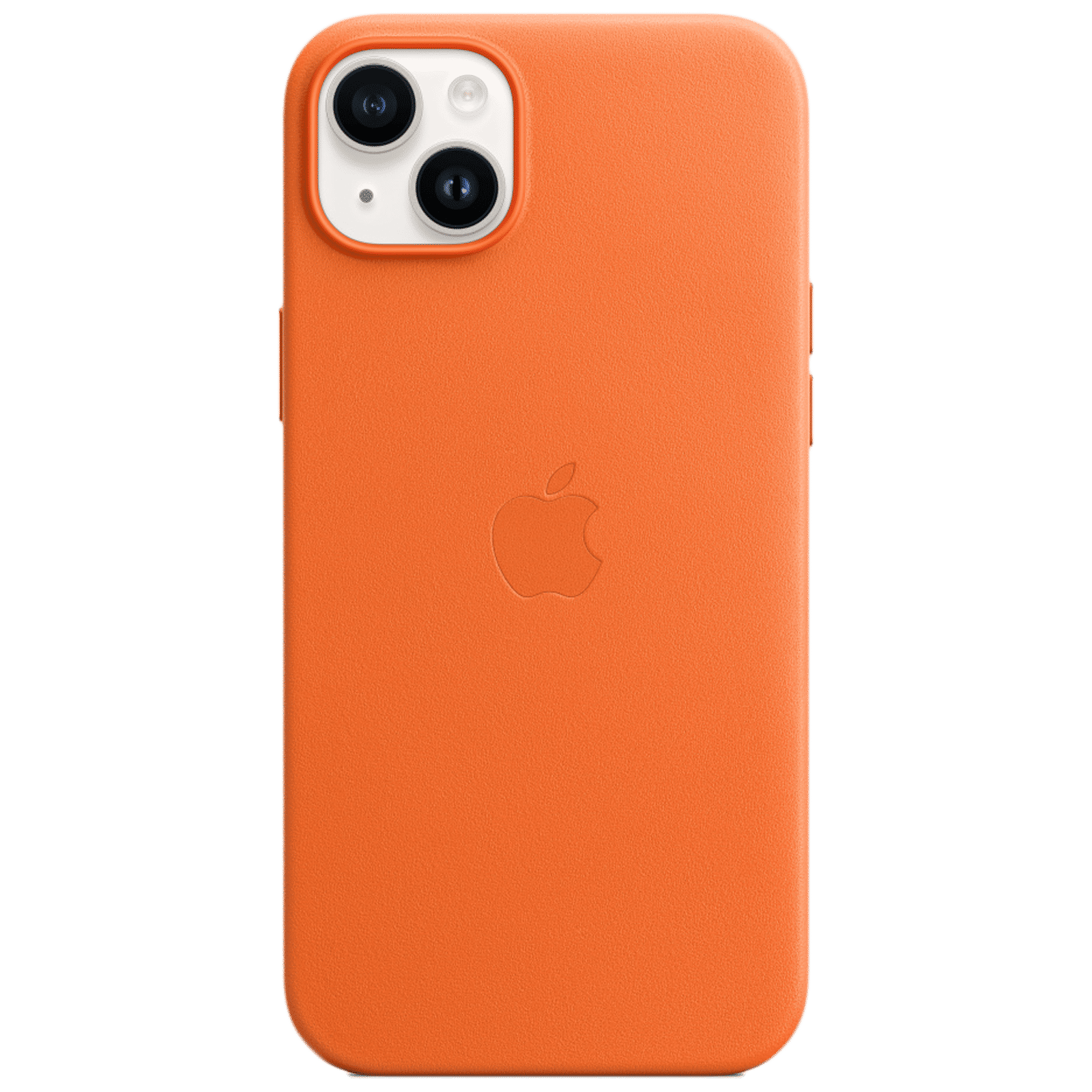 Apple Soft Leather Back Cover for Apple iPhone 14 Plus (MagSafe Charging Support, Orange)