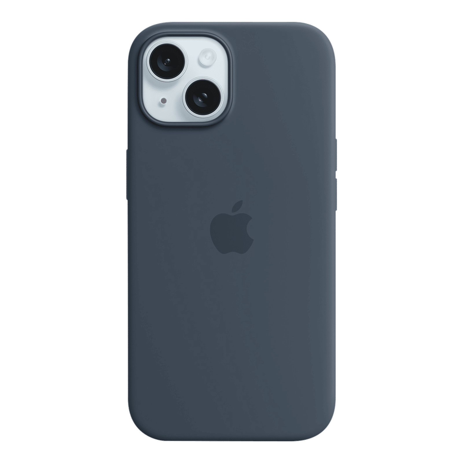 Apple Soft Silicone Back Cover for Apple iPhone 15 (MagSafe Charging Support, Storm Blue)