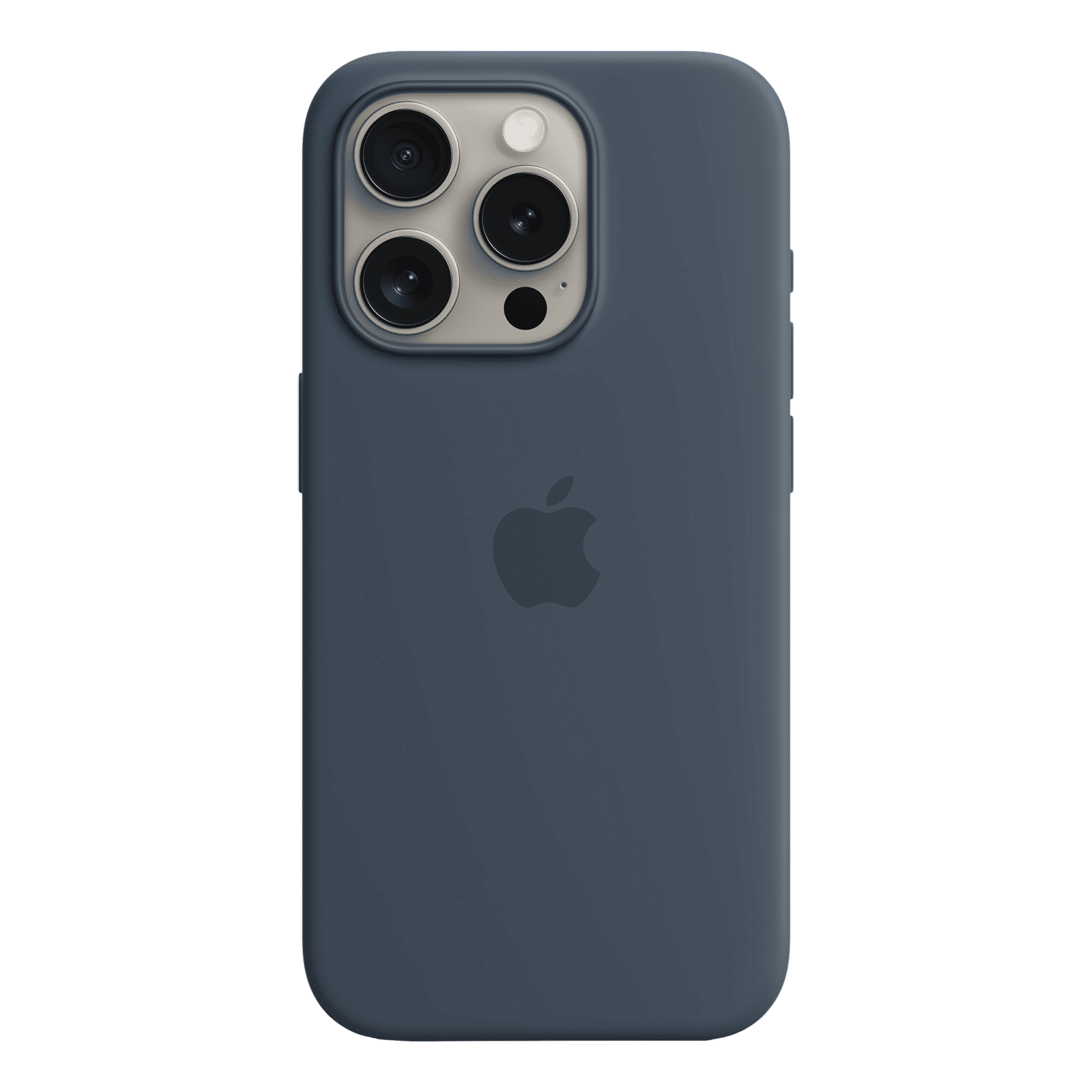 Apple Soft Silicone Back Cover for Apple iPhone 15 Pro (MagSafe Charging Support, Storm Blue)