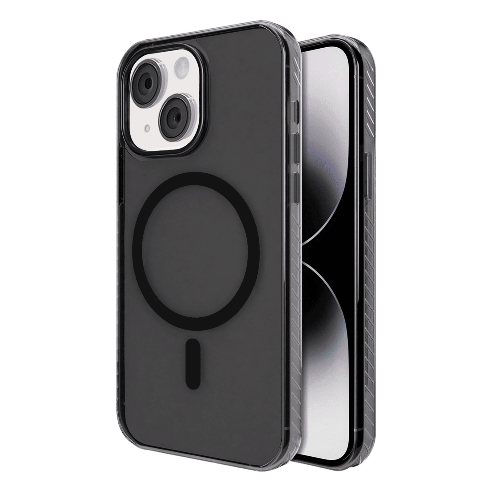 GRIPP Combat TPU & Polycarbonate Back Cover for Apple iPhone 15 Plus (MagSafe Compatible, Smoke)