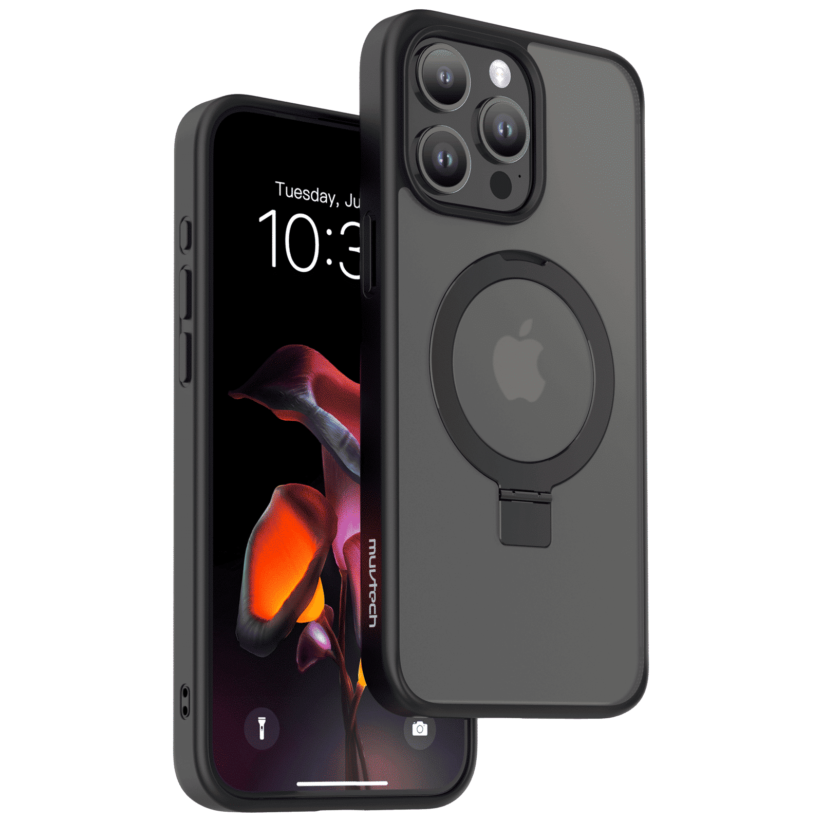 Muvtech Rio Snap TPU and Polycarbonate Back Cover for iPhone 15 Pro (Camera Protection, Black)-picture-11