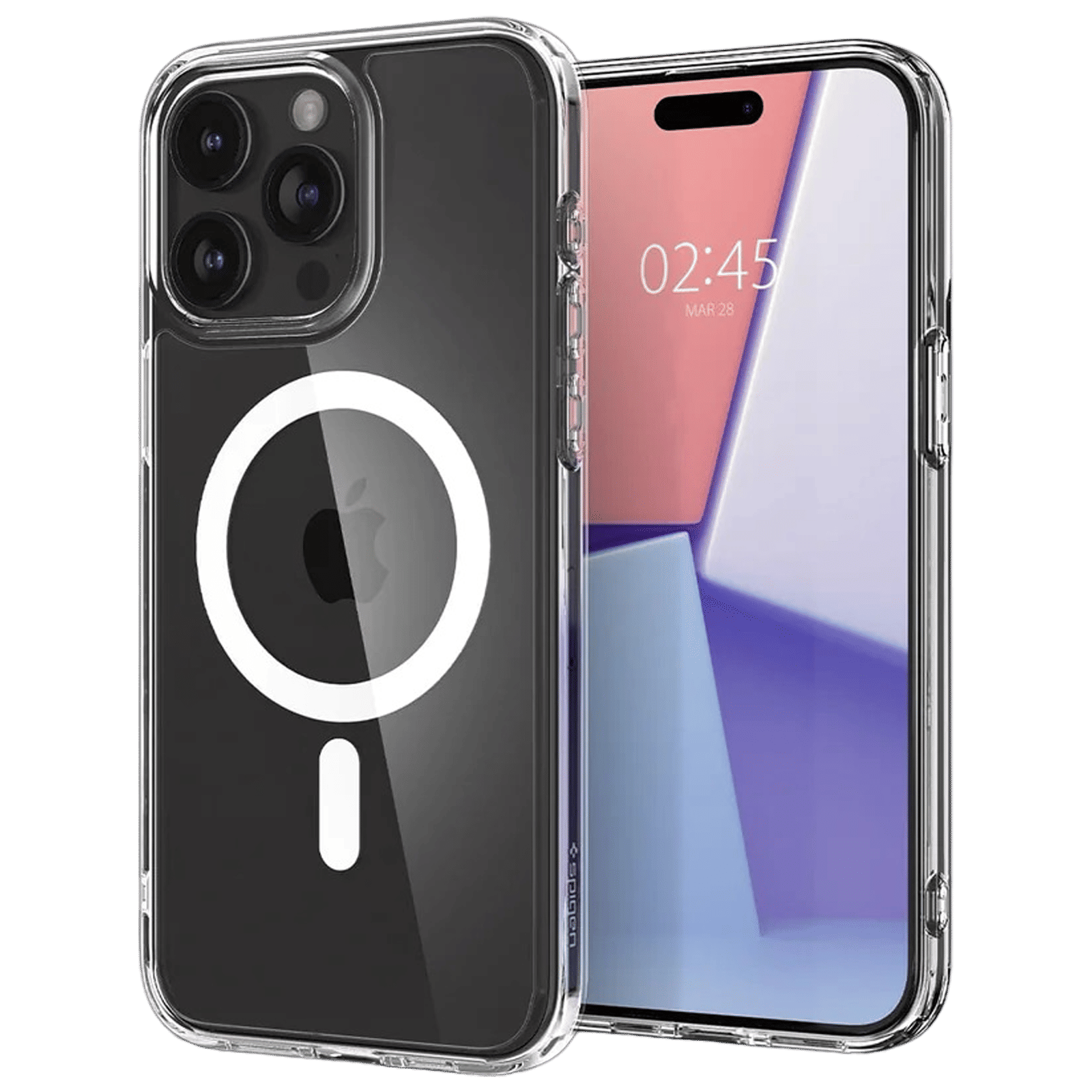 spigen Ultra Hybrid MagFit Polycarbonate, TPU Back Cover for Apple iPhone 15 Pro Max (Air Cushion Technology, White)