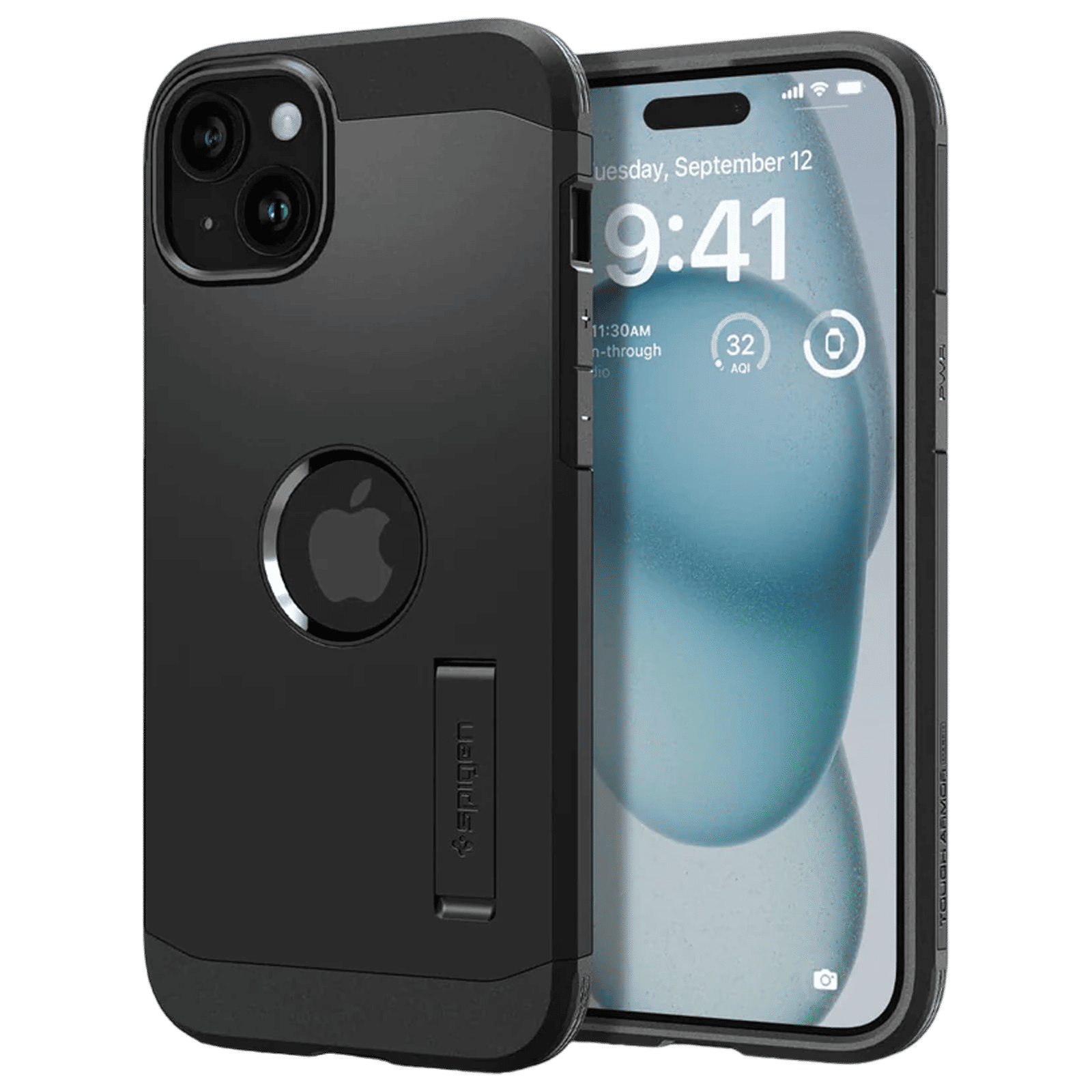 spigen Tough Armor MagFit TPU and PC Back Cover for iPhone 15 (Military Grade, Black)