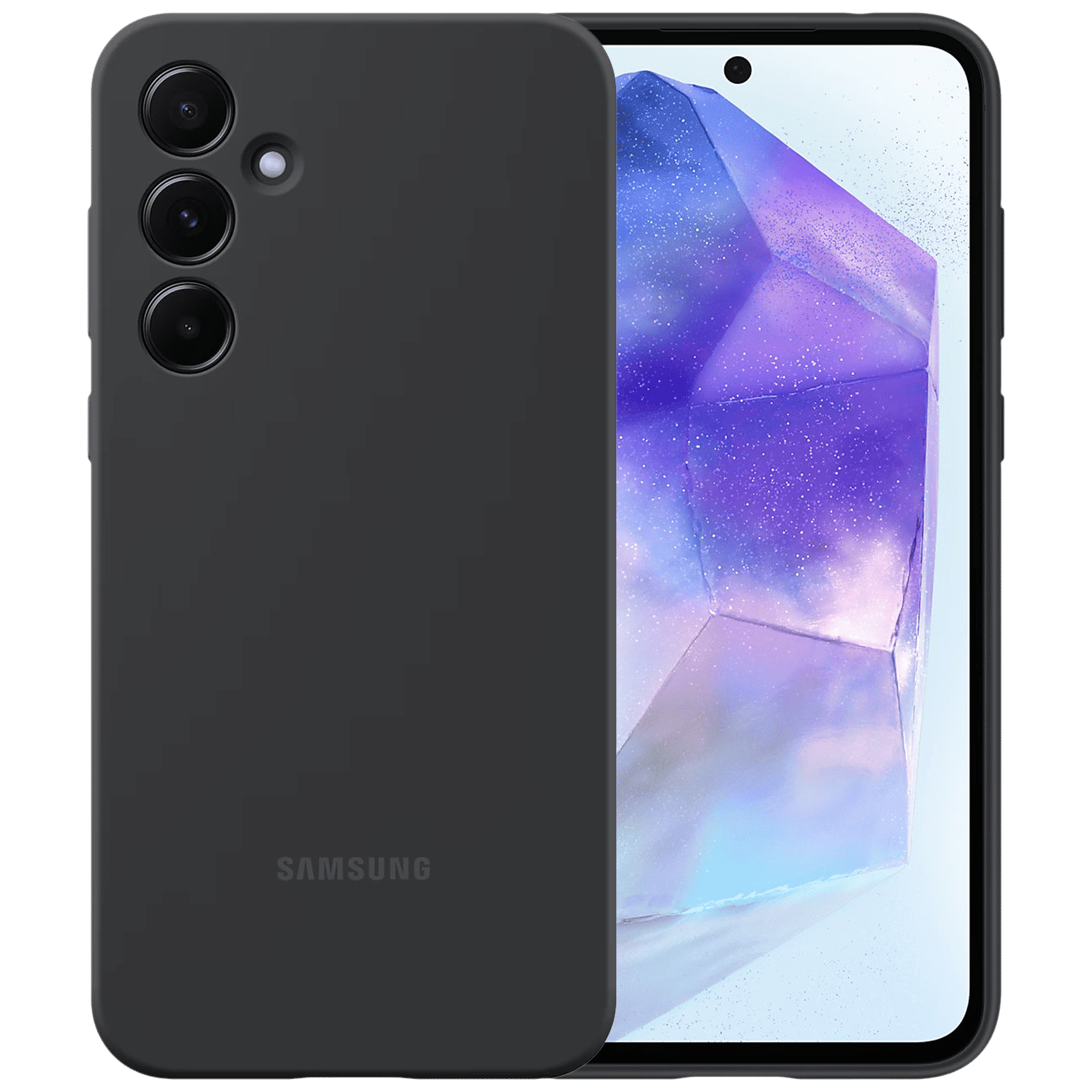 SAMSUNG Silicone Back Cover for SAMSUNG Galaxy A55 5G (Scratch Protection, Black)