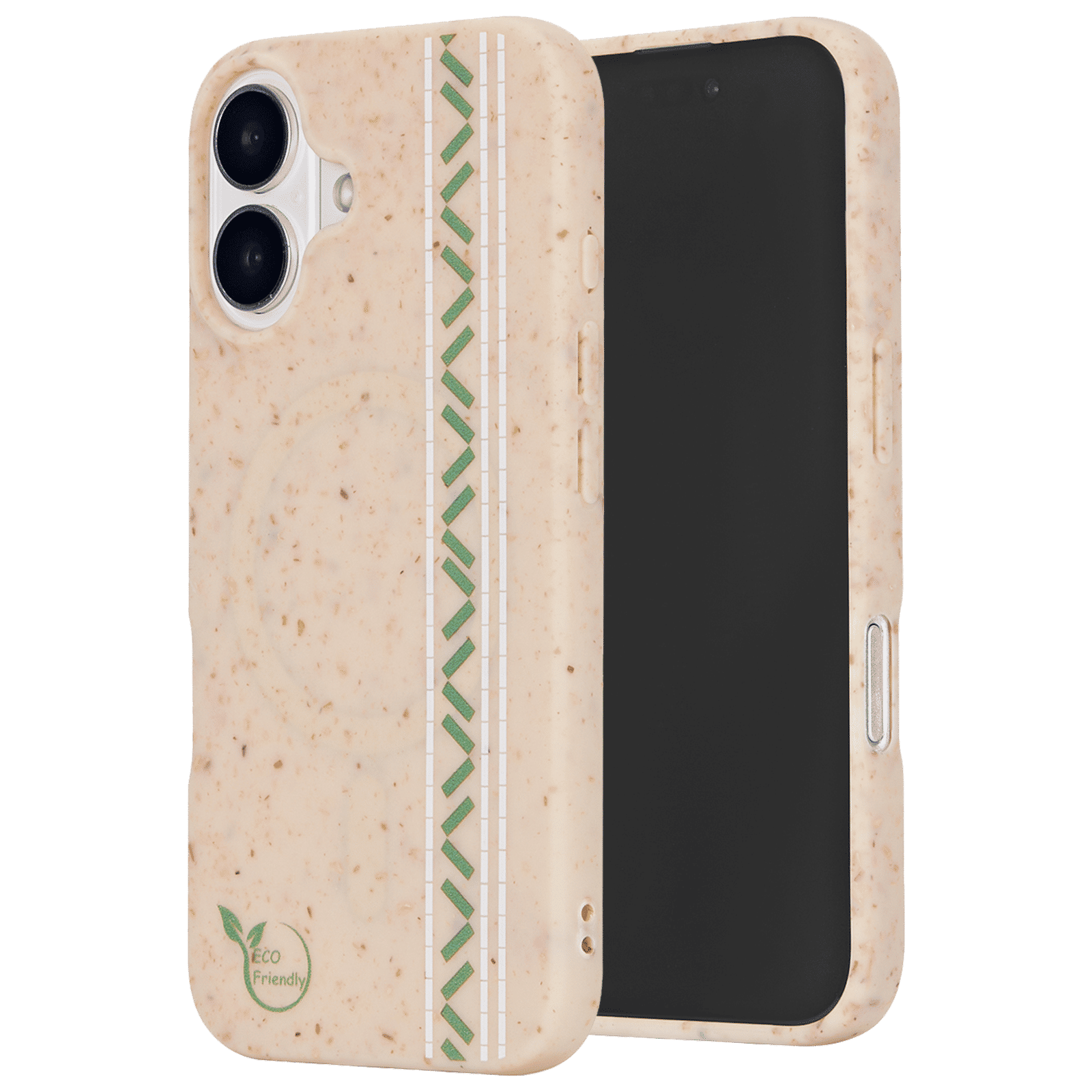 Croma Eco Back Cover for Apple iPhone 16 (Magsafe Compatible, Beige)