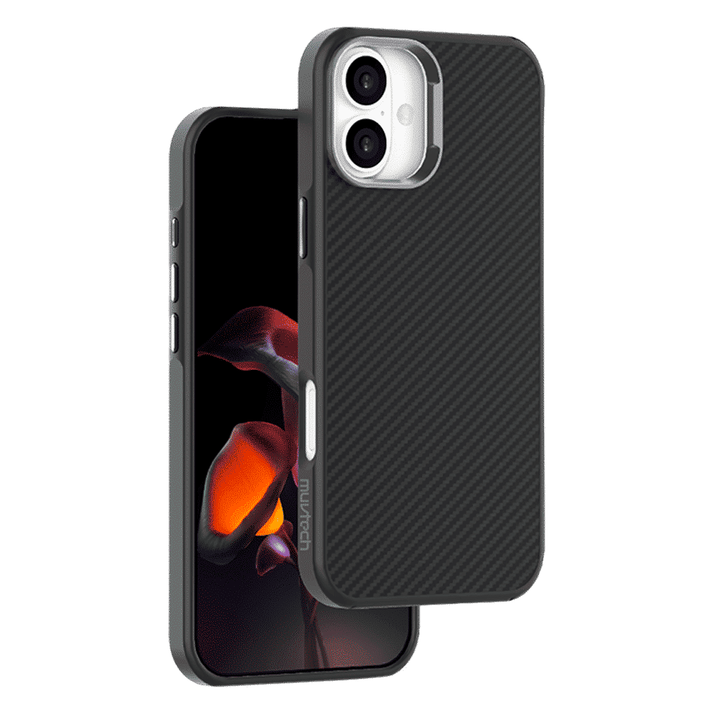 Muvtech CABO Snap Carbon Fiber Back Cover for Apple iPhone 16 (Wireless Charging Compatible, Black)